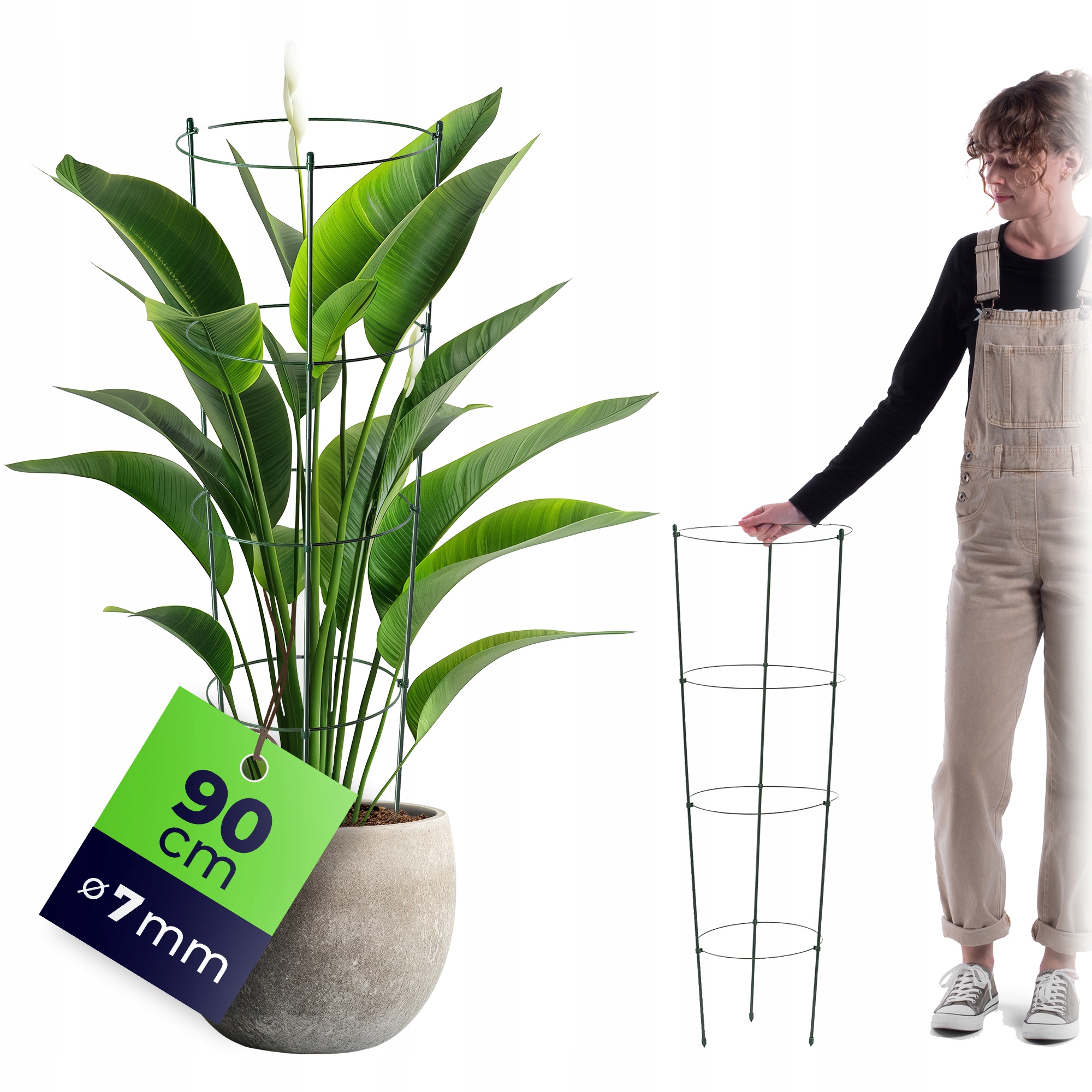 PODPORA PIERŚCIENIOWA DO ROŚLIN KWIATÓW 90 cm METALOWA PODPÓRKA OBRĘCZE