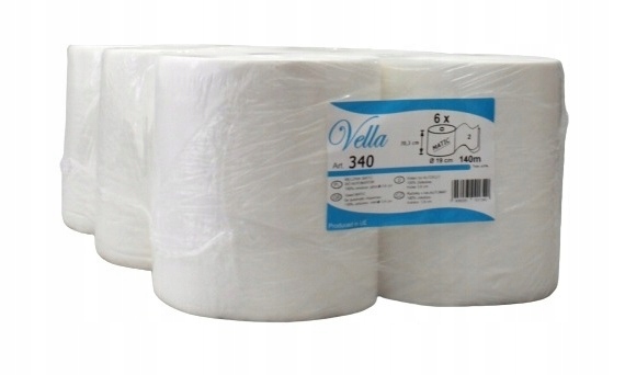 Levně Papírové ručníky celulóza matic Vella 140 m, 6 rolí