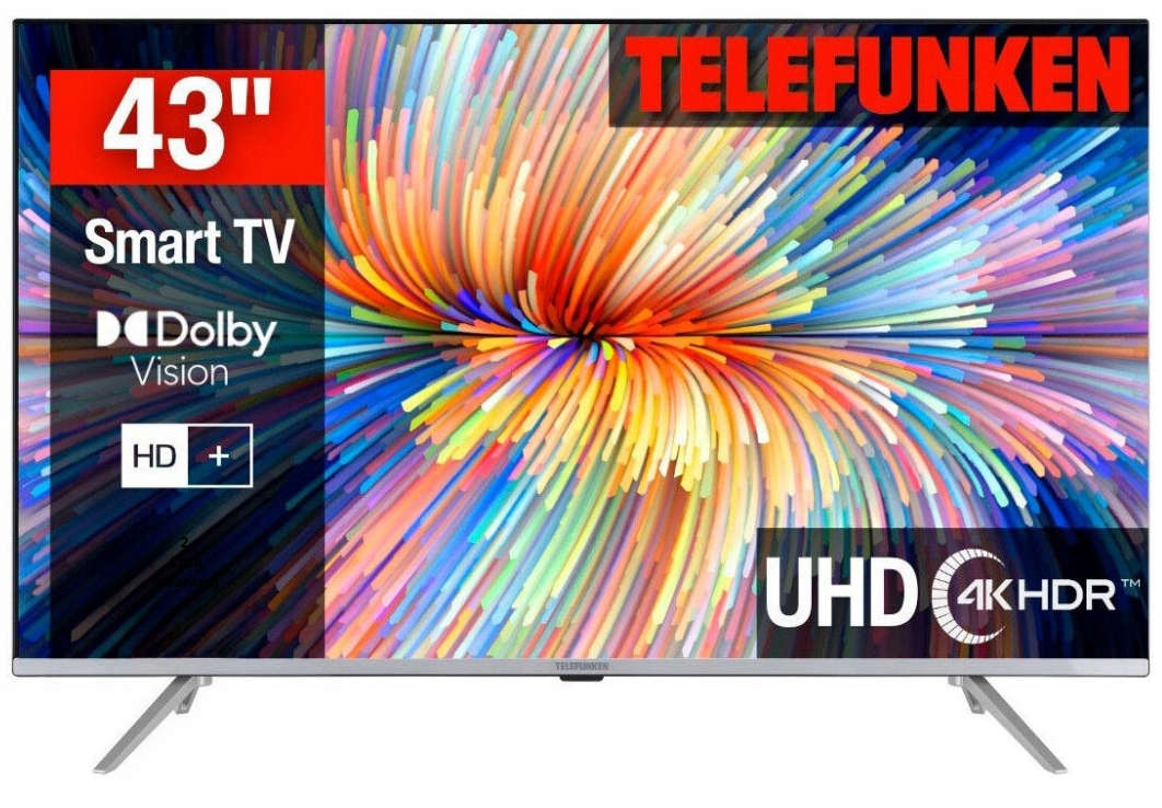 Telewizor Smart Tv Led 43" Telefunken D43V850M5CWHI DVBT2 4K Hdr Bezramkowy