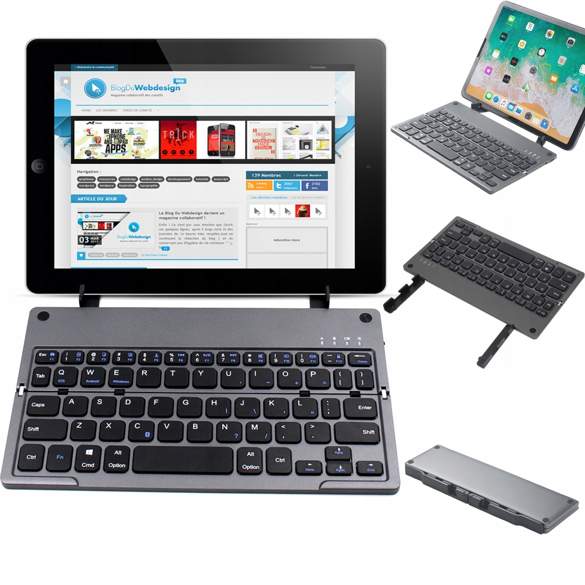 Składana Klawiatura Do Tableta Bezprzewodowa Przenośna Bluetooth Bt Kabel