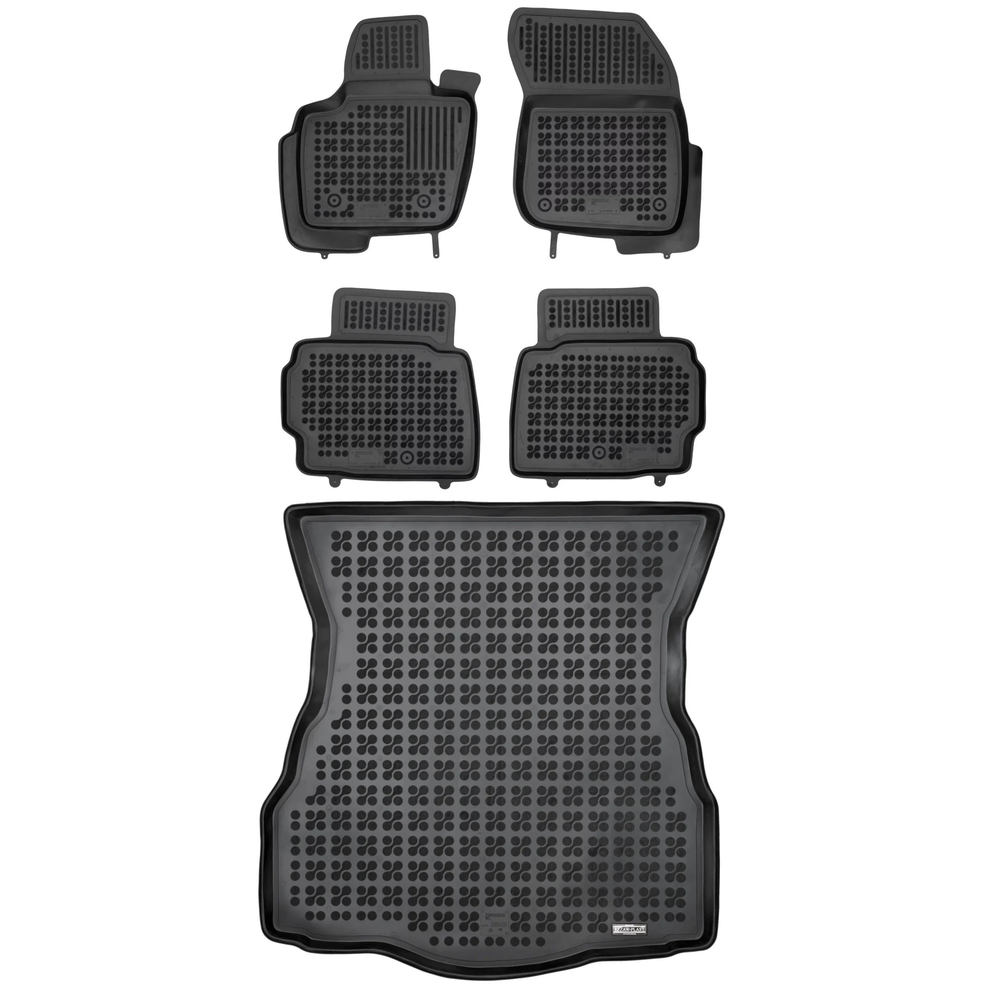 Gumová sada kobercov a rohoží Ford Mondeo V 2014-2021 Hatchback s dojovým kolesom