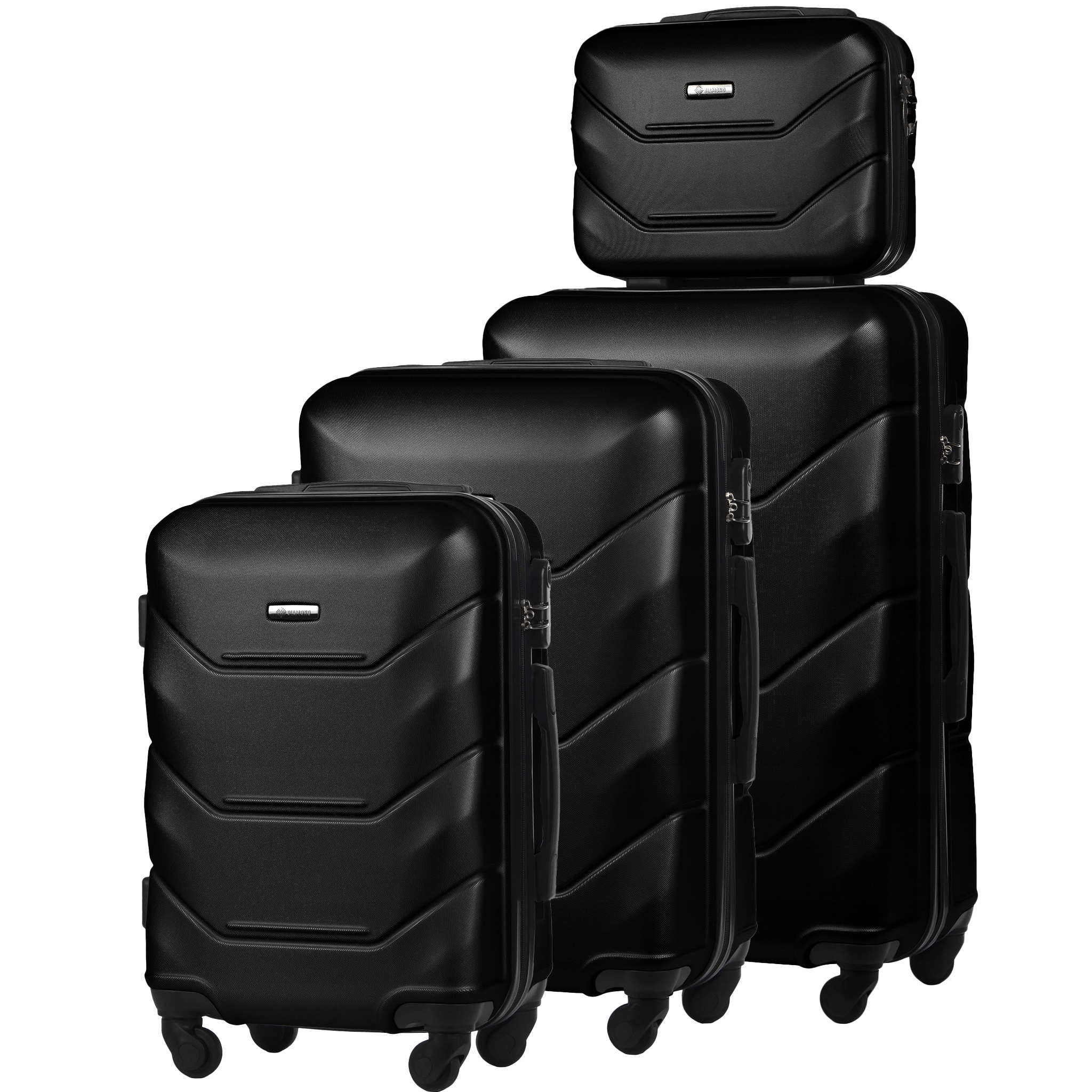 Sada 4v1 Pevných Cestovních Kufrů Zavazadla Komplet Černá A227 Abs