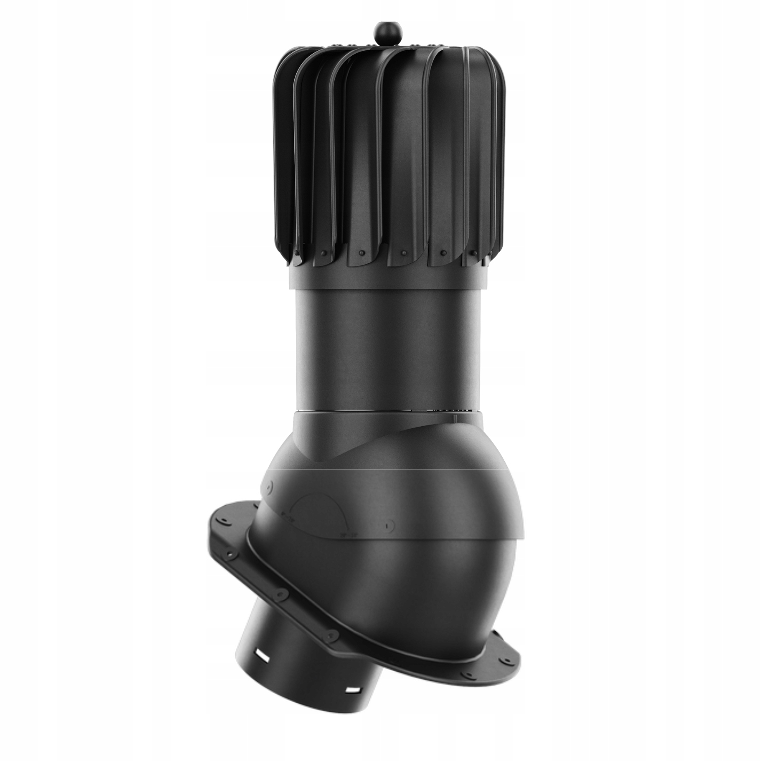 Rotačný krb Rotoline pre plechovú krytinu E fi 150 mm, podlhovastý, čierny