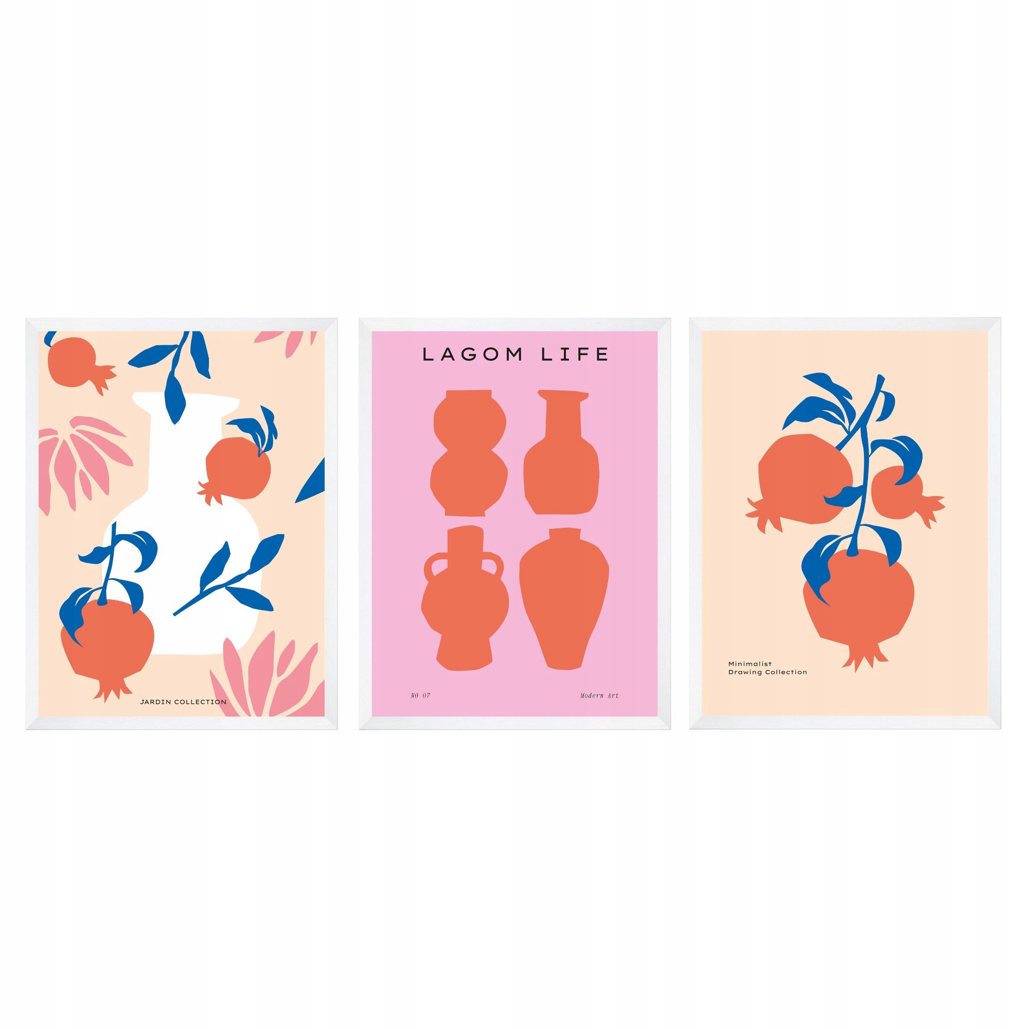 Sada troch plagátov v rôznych vzoroch 50 x 70 cm Rámček Biely