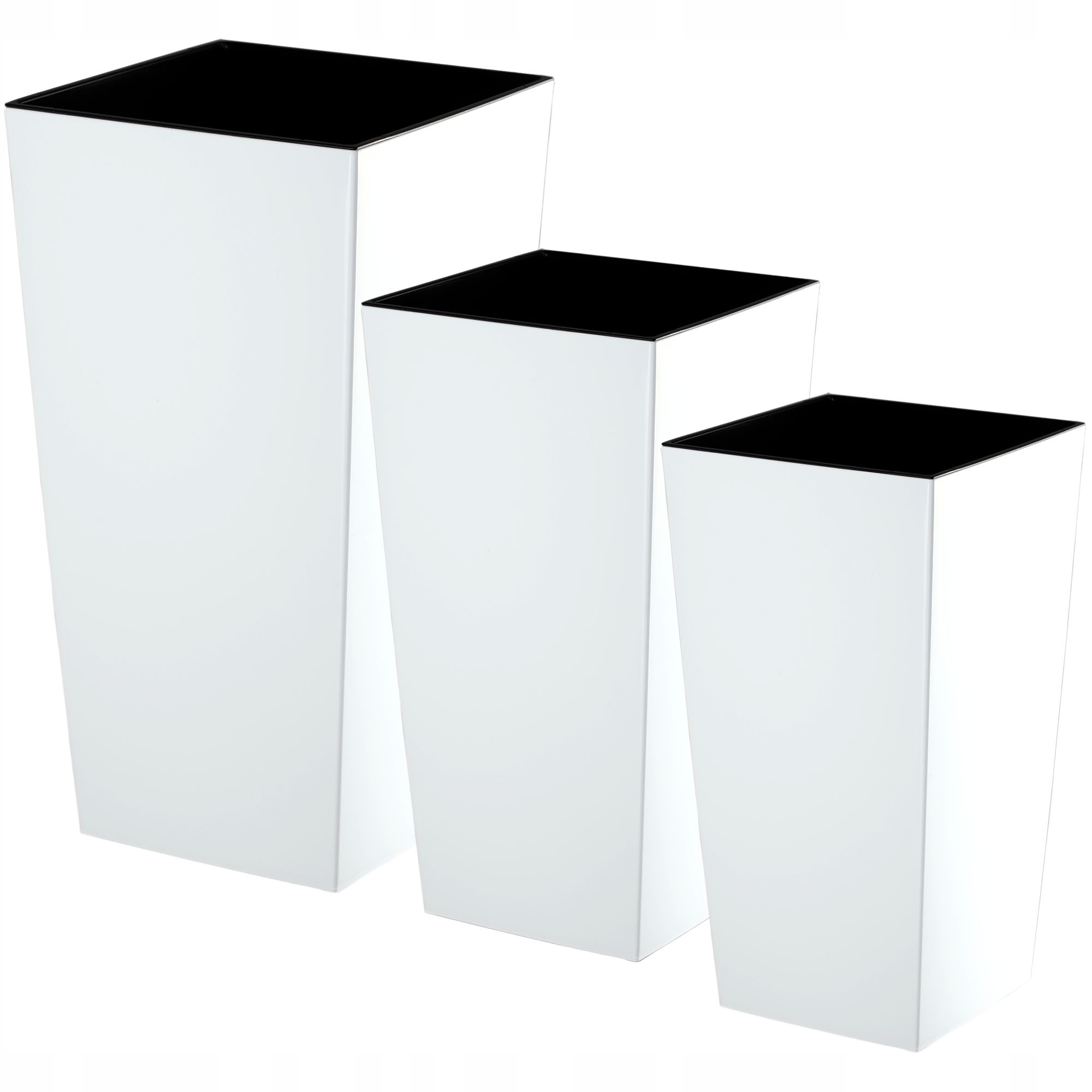 Set 3 x Kvetináčová Vložka Biela Lesklá Veľká