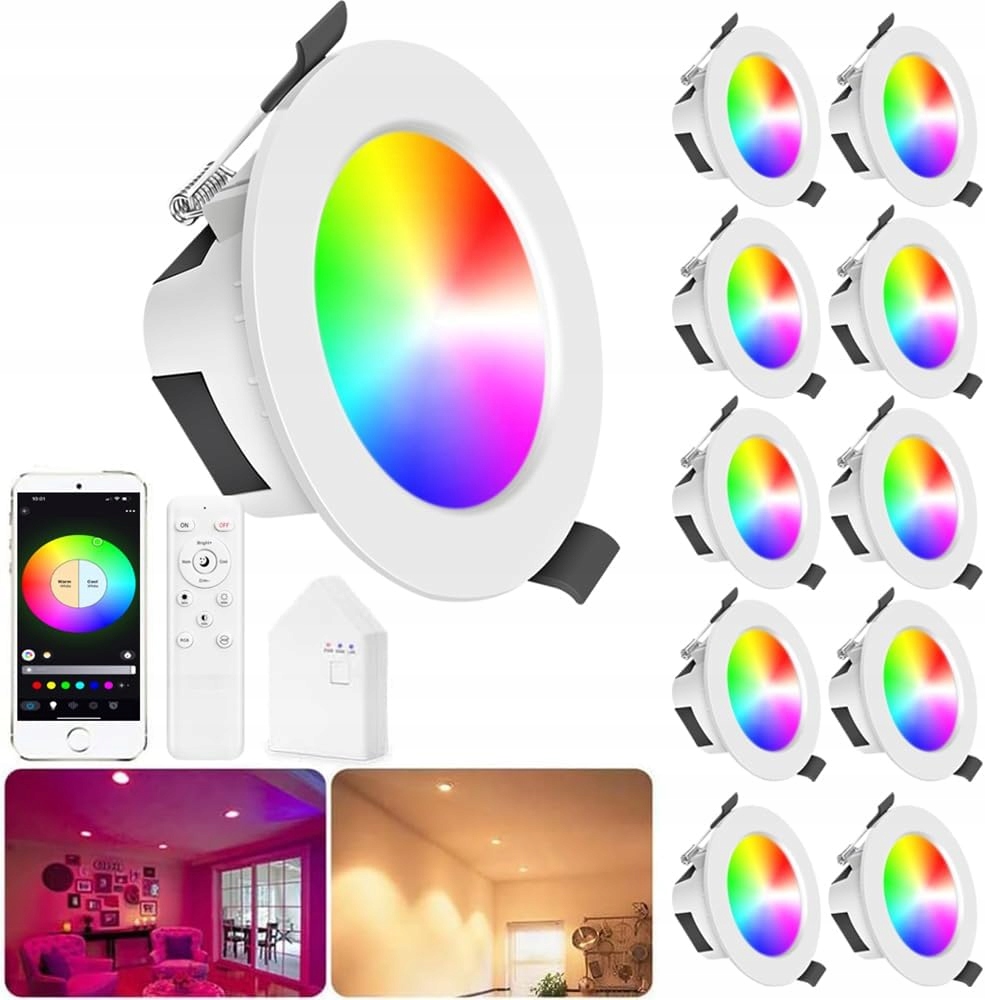 Led stropný spot 10 ks s Rgbic WiFi zapusteným očkom 230 V