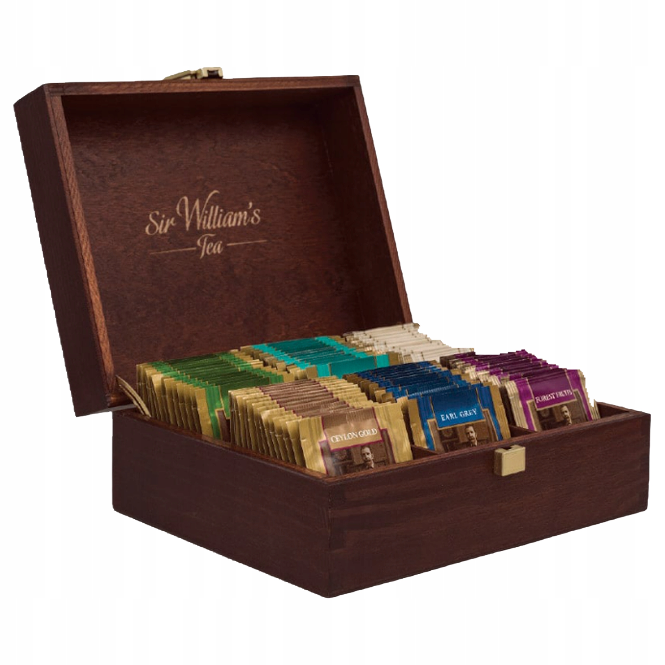 Skrzynka Upominkowa drewniana z 6 herbatami Sir William's 90 kopert