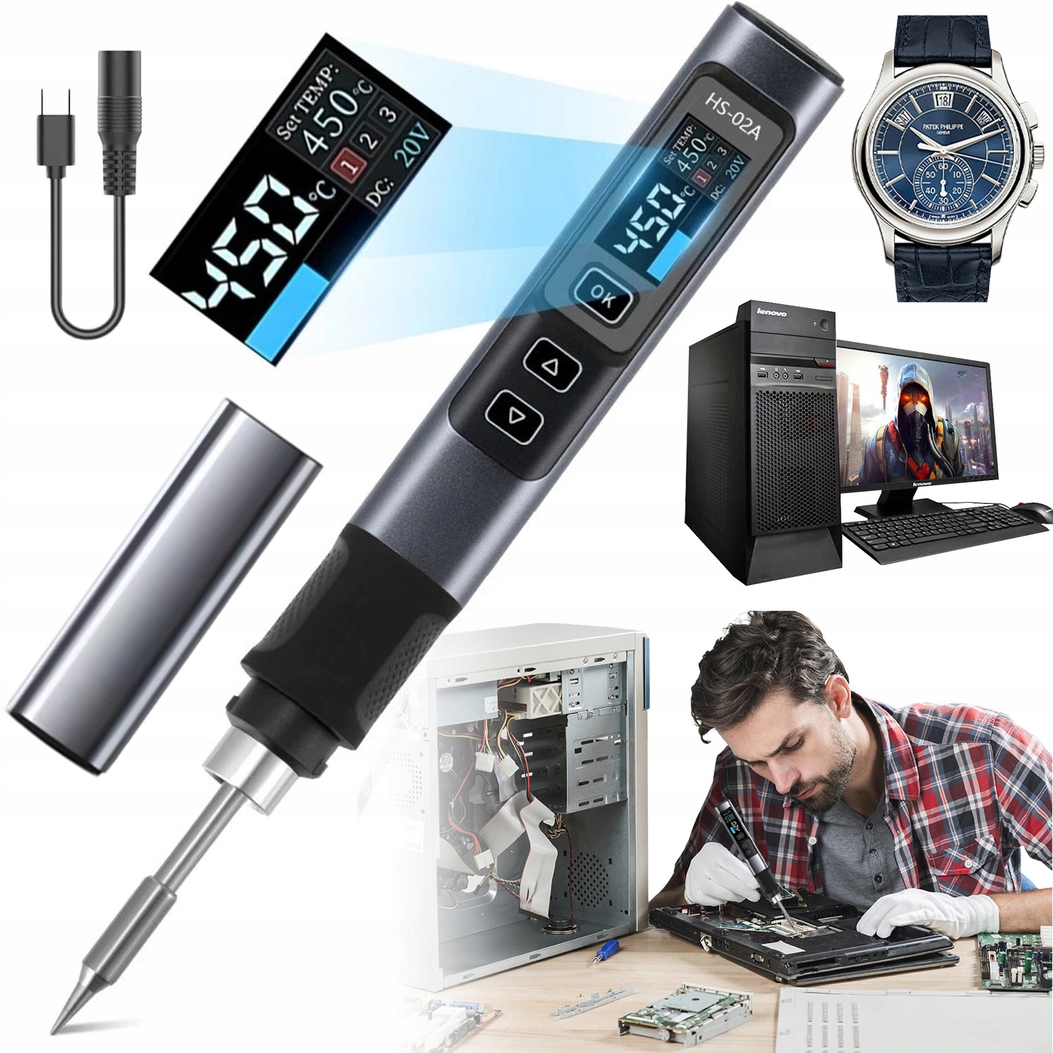 Inteligentní Páječka S Zahříváním 2 Sekundy S Displejem Ips Pro Opravy