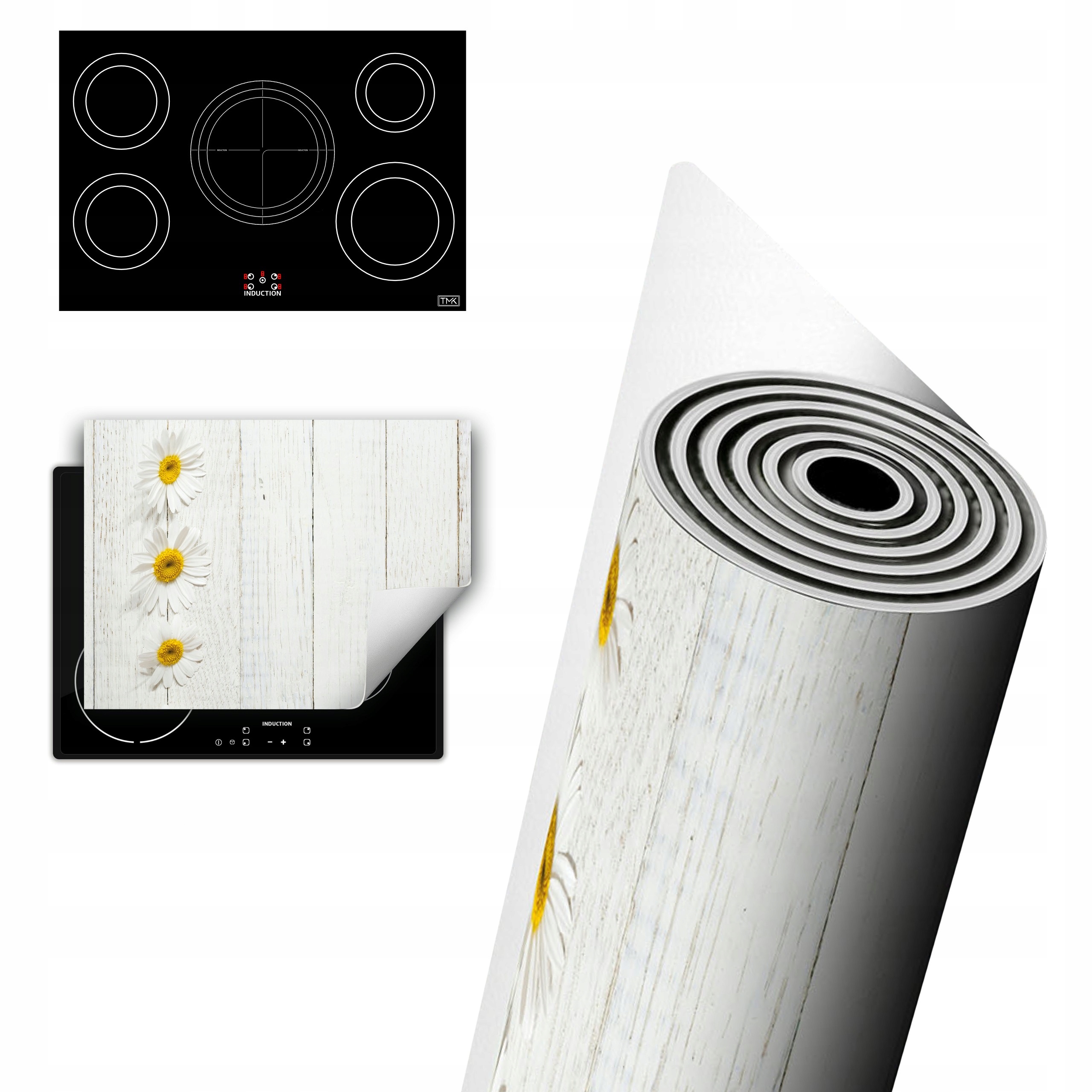 Vinylová Ochrana Na Indukci Pracovní Deska 80x52 bílá dřevo