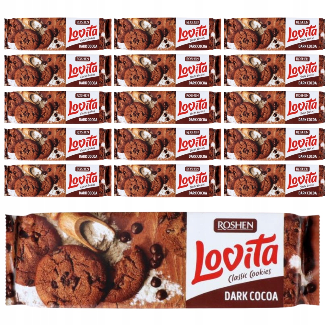 Levně Roshen Lovita Classic kakaové sušenky s kousky čokolády 150 g x 16 Ks