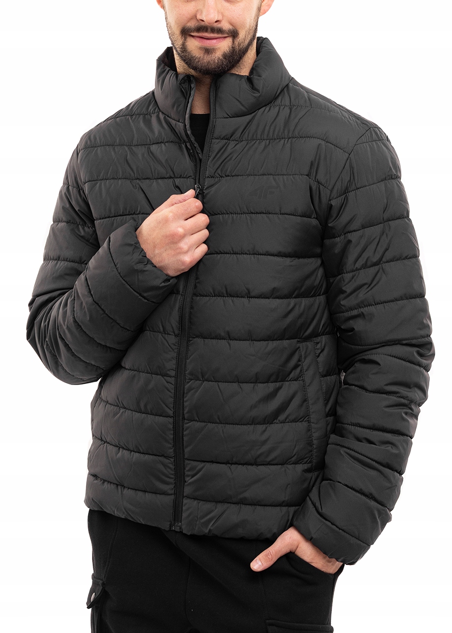 Pánská bunda 4F Péřová přechodová bez kapuce Černá Sportovní Lehká M