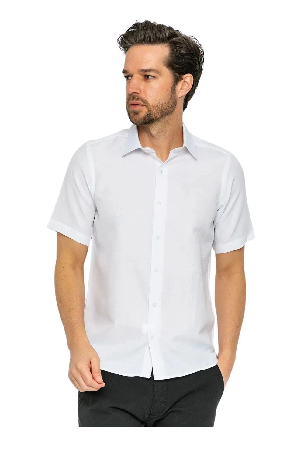 Pánská košile s krátkým rukávem Giorgio DI Mare neformální klasická bílá S