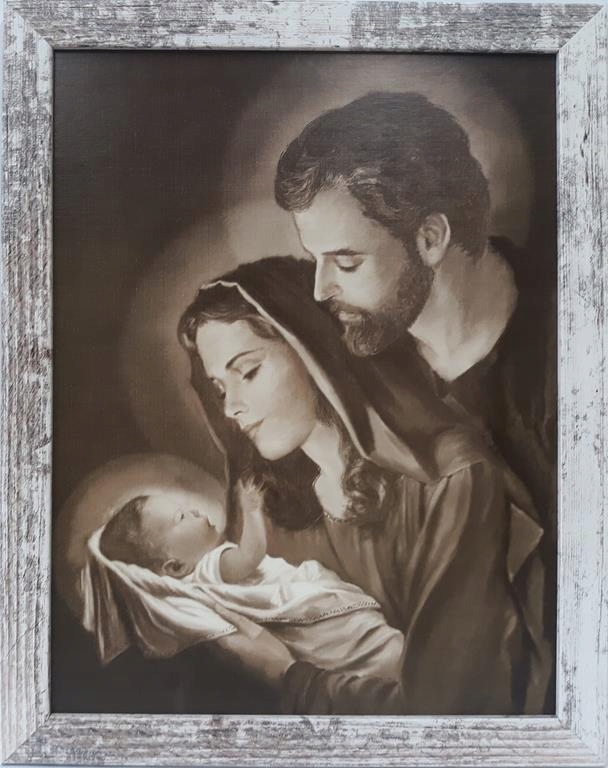 ŚWIĘTY OBRAZ W RAMIE ŚWIĘTEJ RODZINY SEPIA 35X45