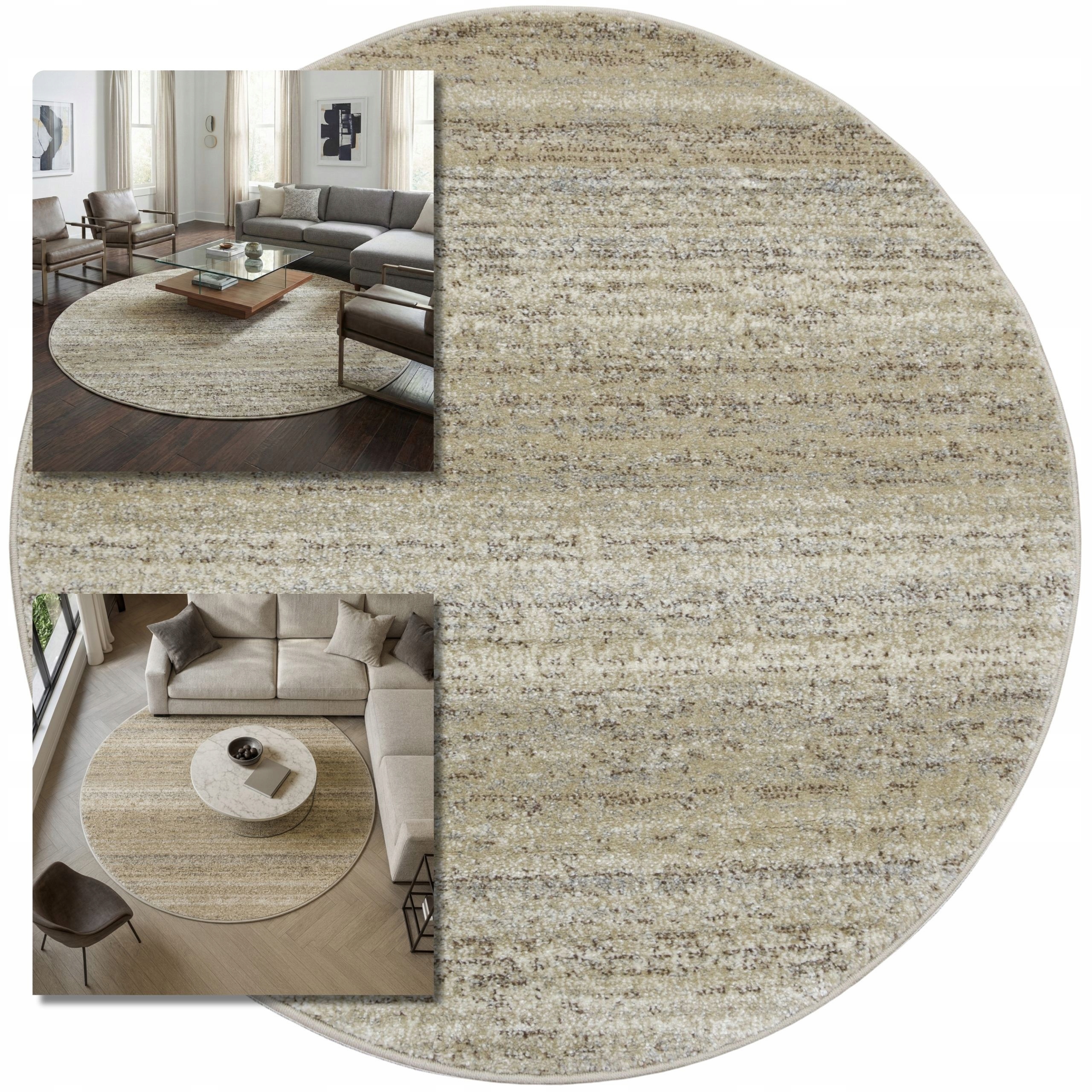 Koberec Kulatý 160 cm Adventure Béžový Koberec Do Obývacího Pokoje Moderní Koberec