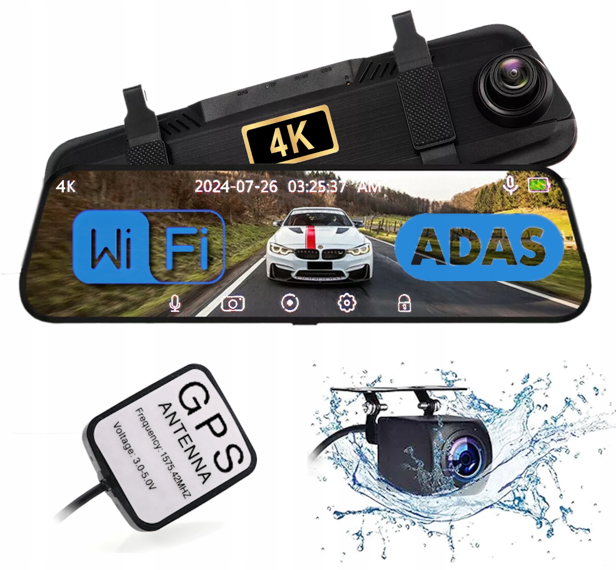 Cúvacia kamera Sony Qhd rekordér Gps zrkadlo