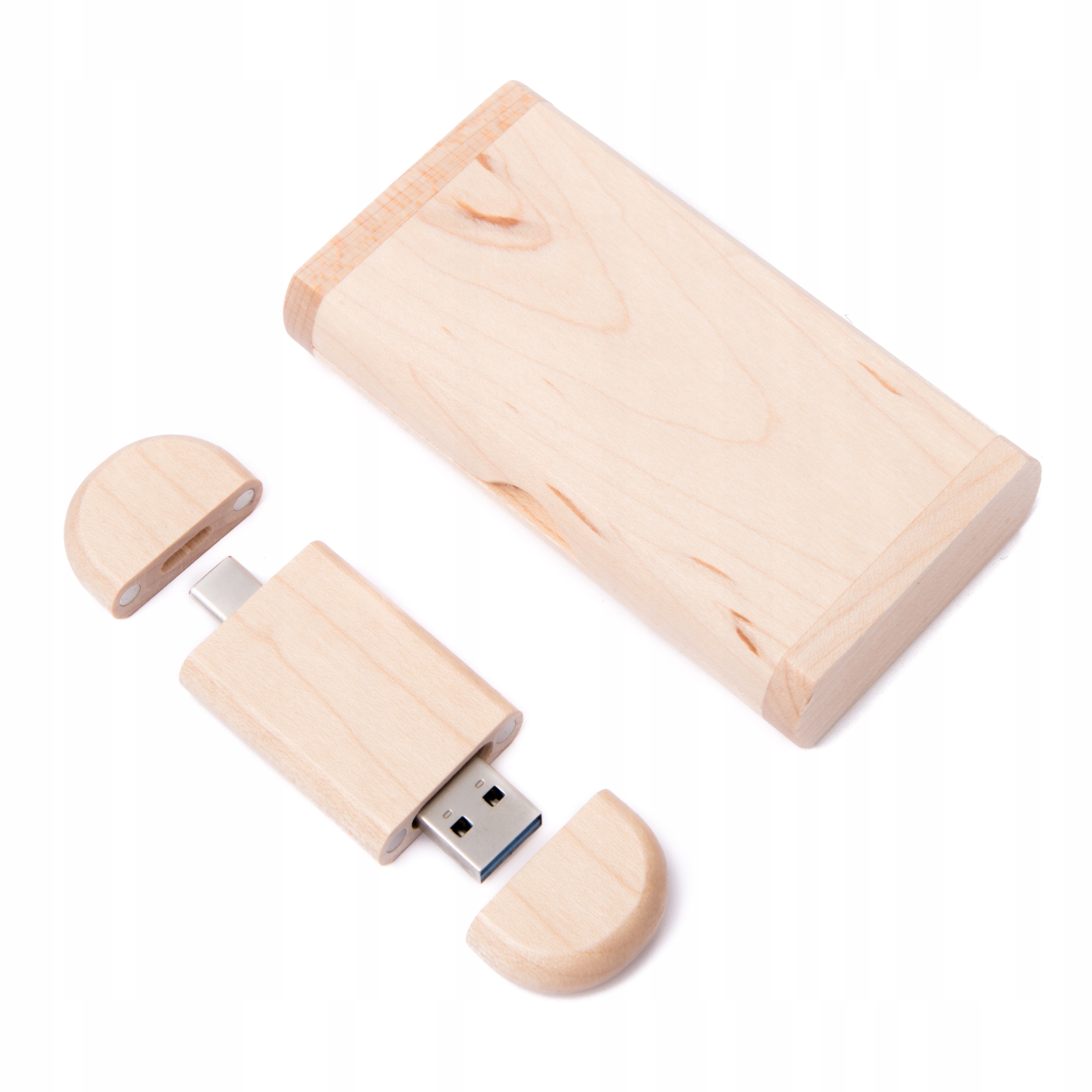 Dřevěný flash disk Javor 128 Gb 3.0 3.2 Usb-c Typ C Krabička Bez Gravírování