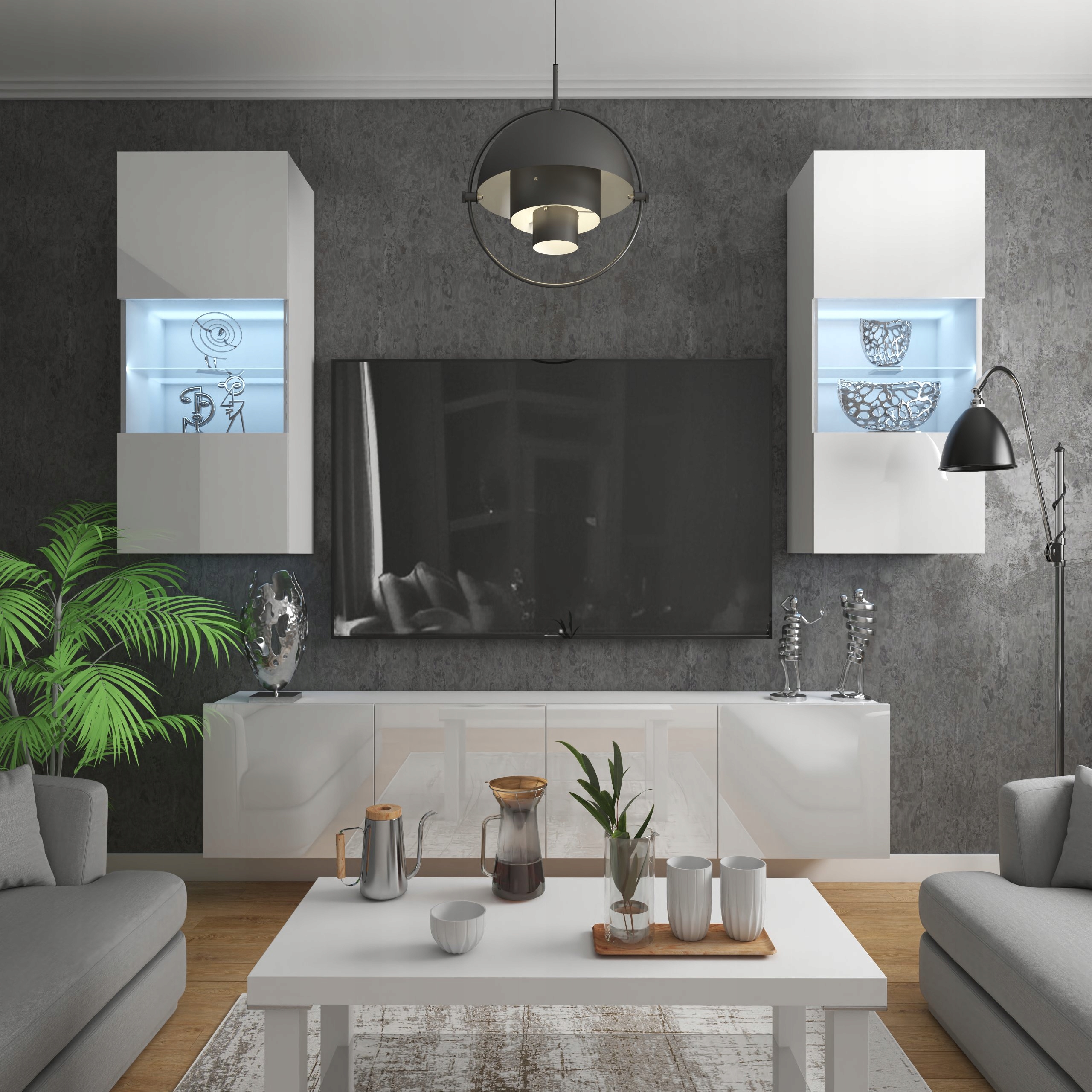 Meblościanka biała Meble Pokojowe do salonu pokoju