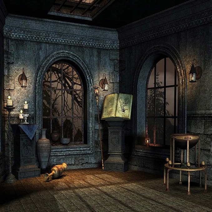 Tło fotograficzne na Halloween, mroczne, wiedźma, czary 3x3m