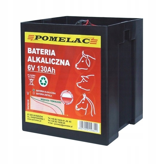 Bateria alkaiczna pastucha elektryzatora 6V 130Ah