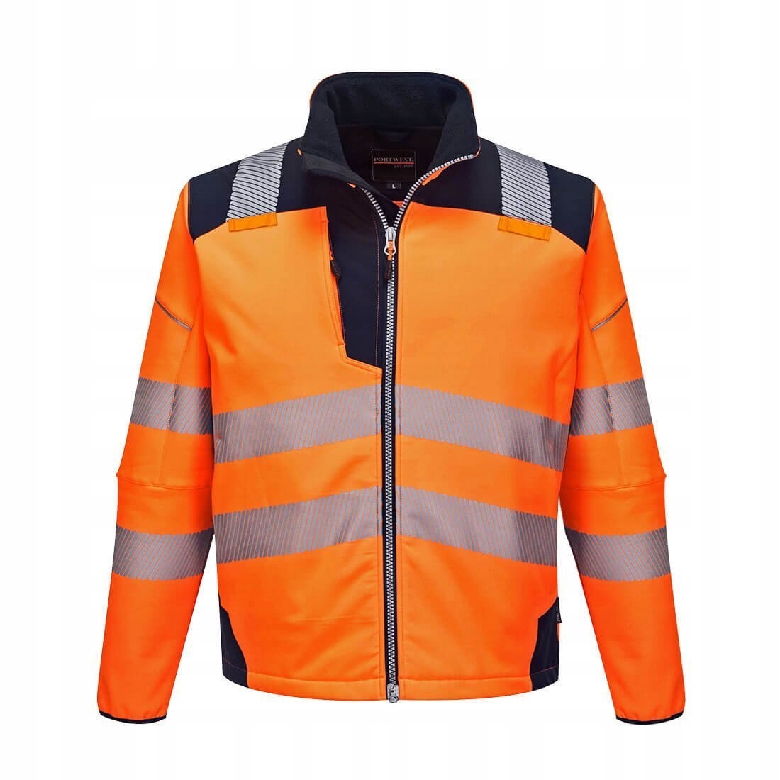 Výstražný softshell PW3 Oranžový/Granátový vel. XL