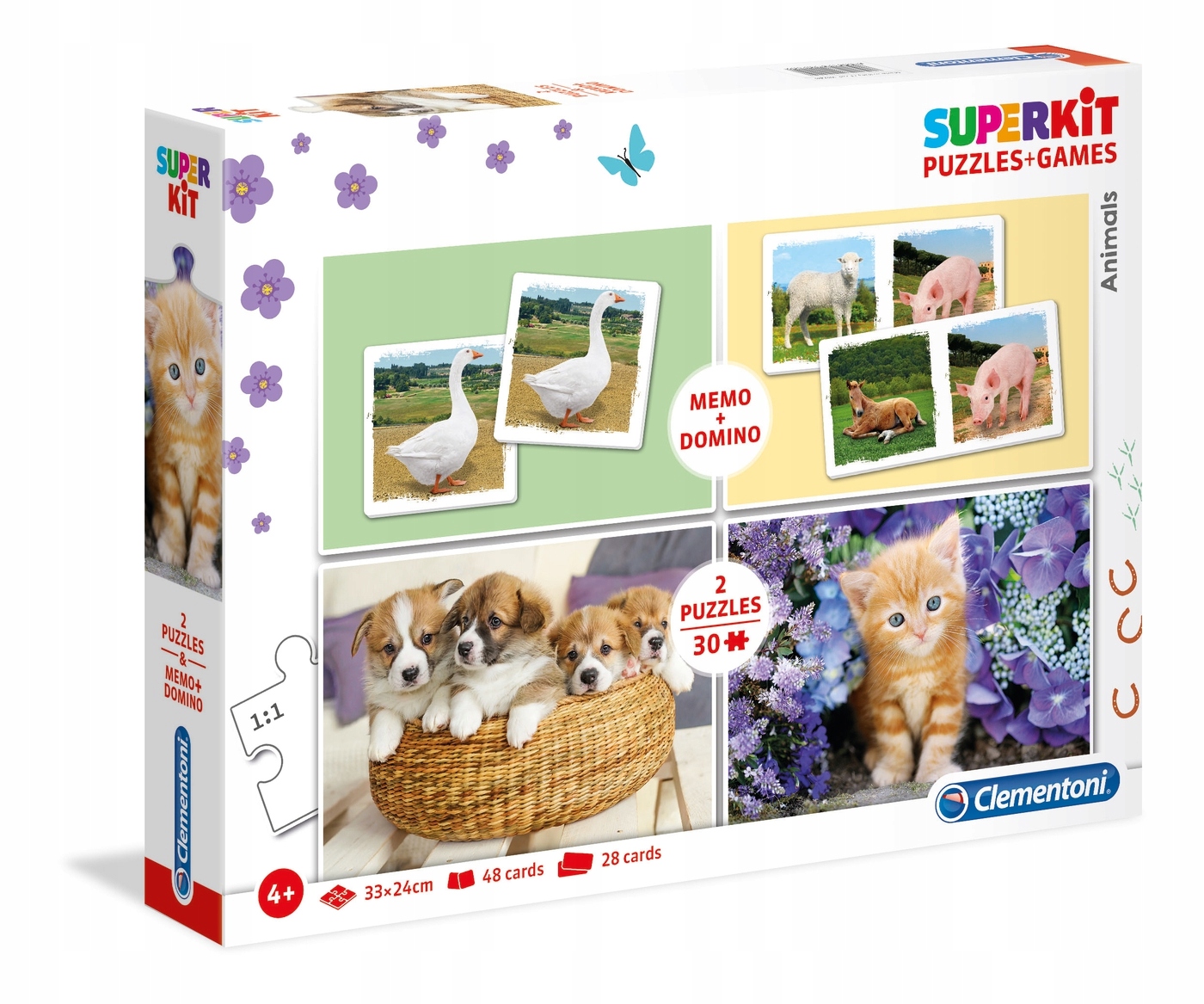 Puzzle 2x30 Superkit Memo+ Domino Zwierzęta