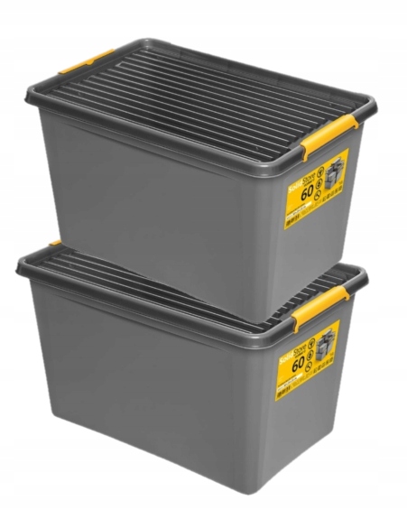 2x POJEMNIK PUDEŁKO KOSZ Z POKRYWĄ 60L SOLID