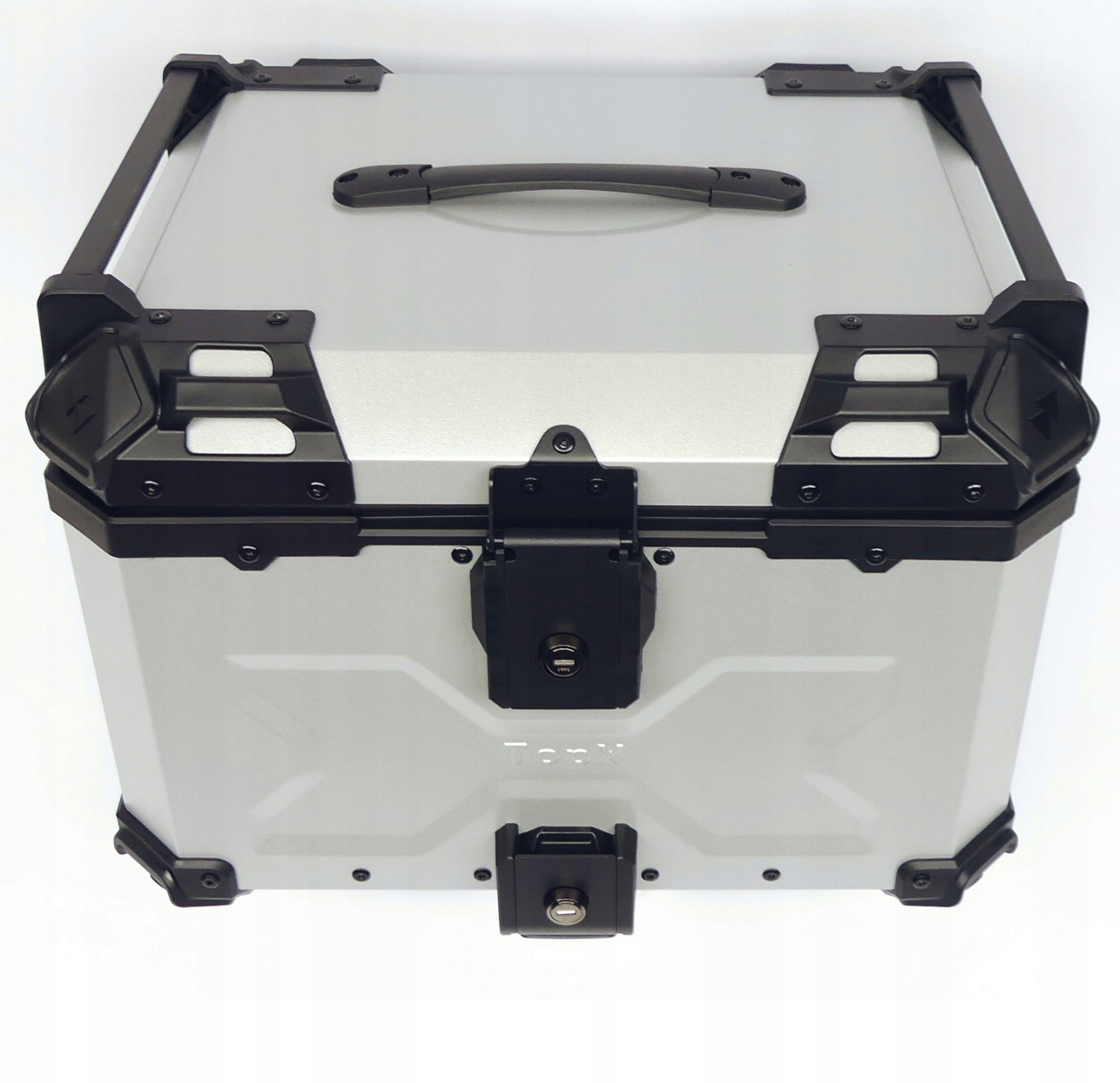 Motocyklový kufr hliníkový centrální 55 l X rám, rukojeť stříbrná