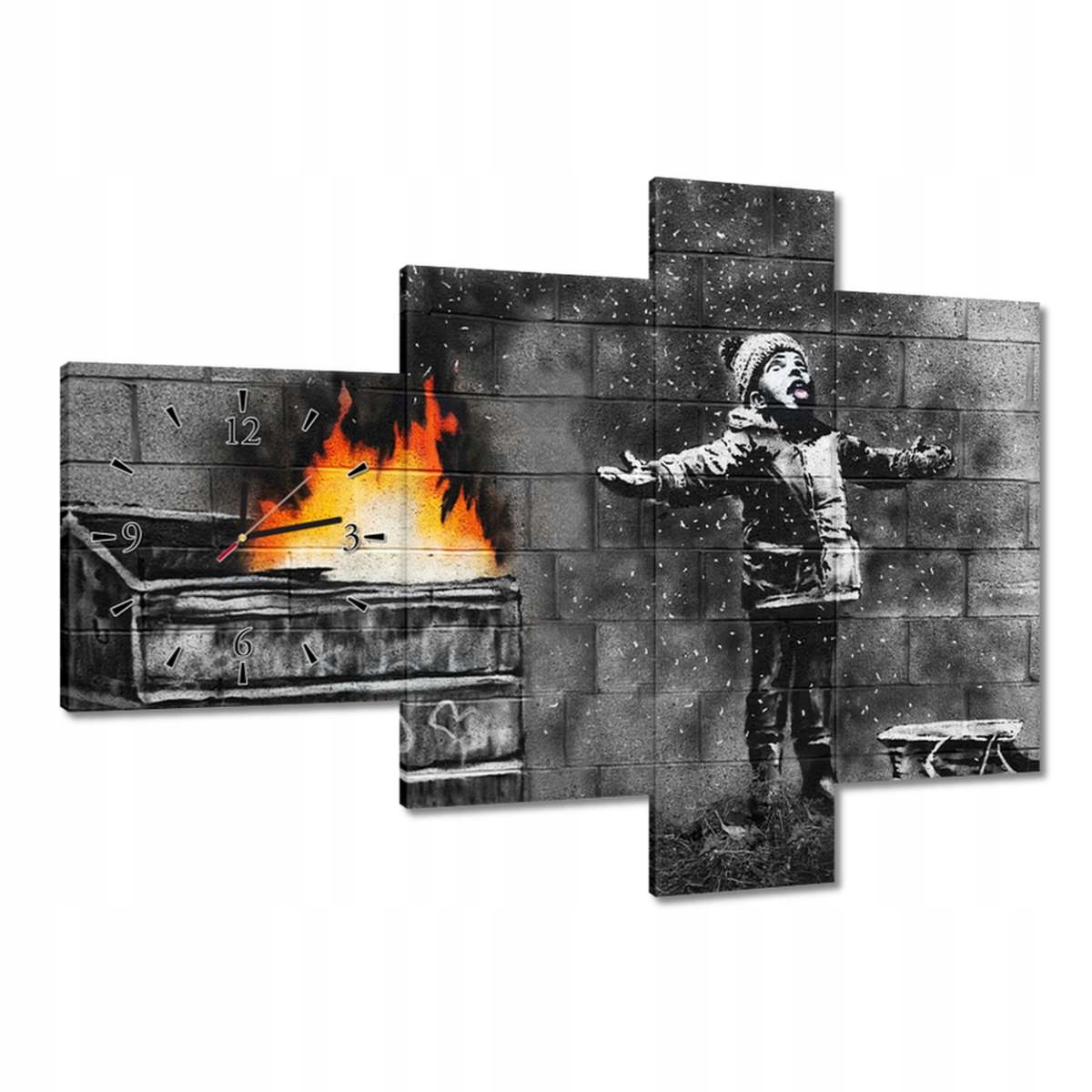 Hodiny 100x70 Banksy Sníh Smog
