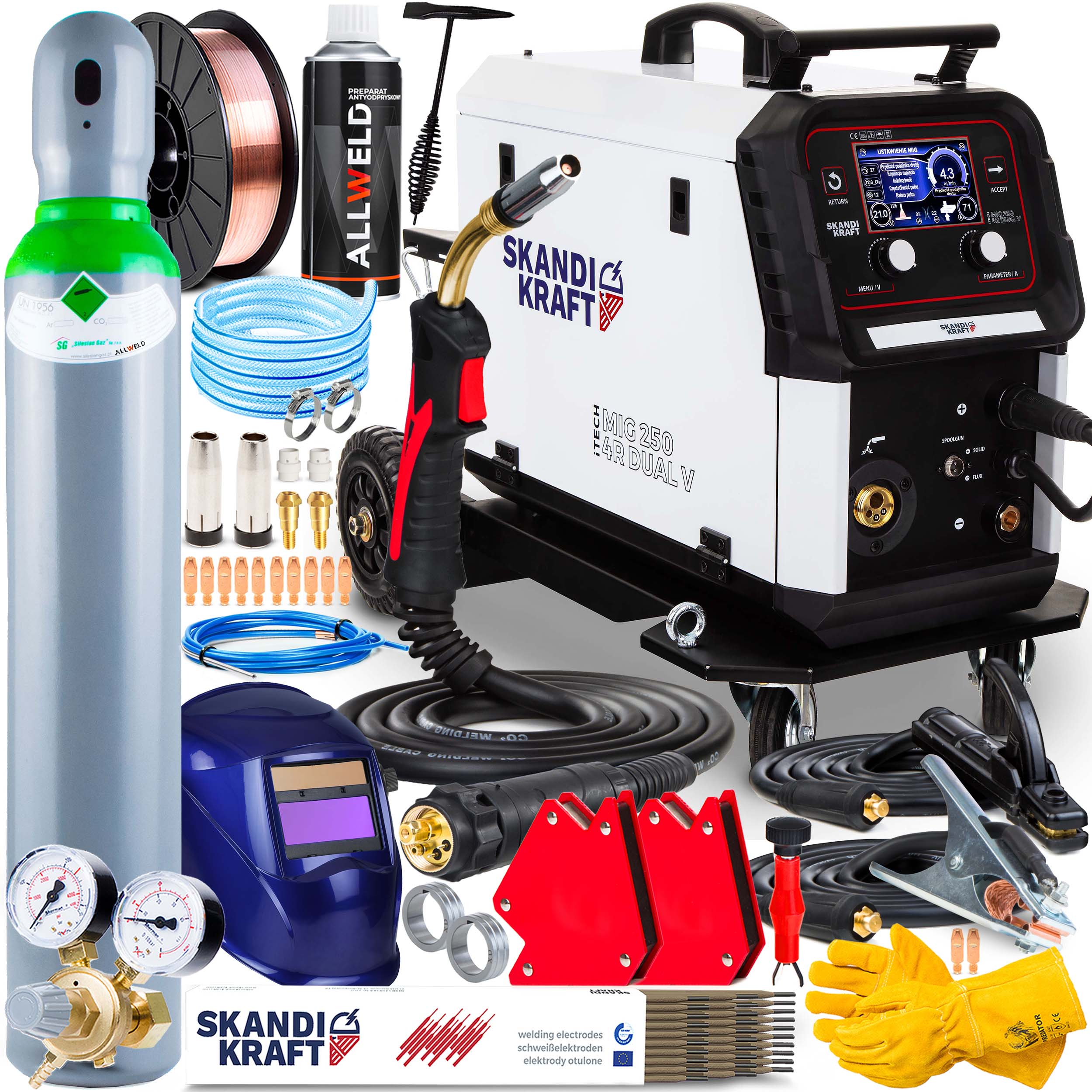 Svařovací Stroj Migomat Skandi Kraft Mig 250 4R Dual V Puls Mma Tig 230V 250A 3V1