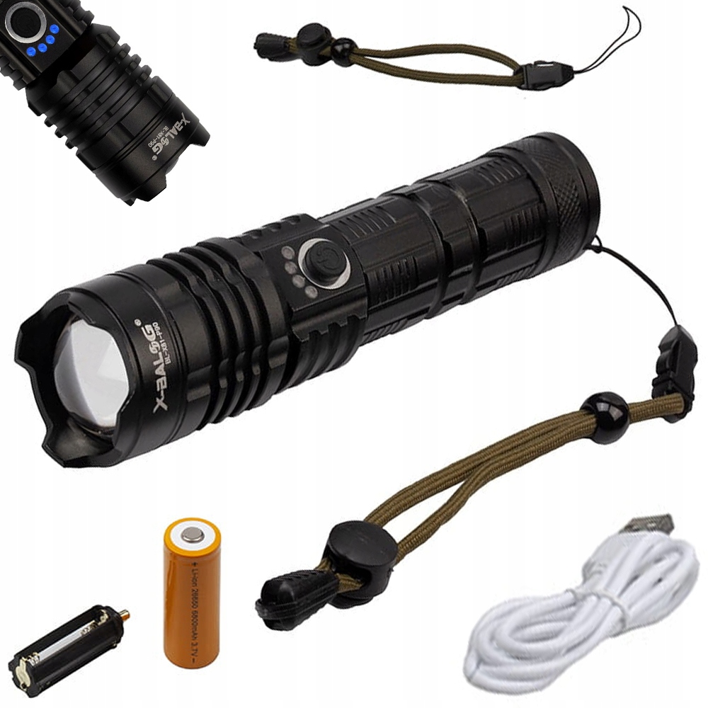 

X-balog Latarka Taktyczna Zoom XHP90 Usb Aku 26650