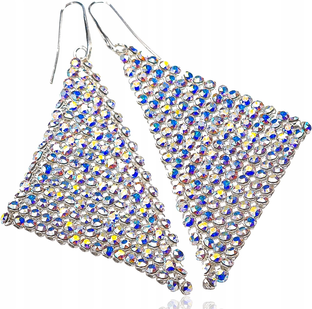 Náušnice Crystallized Aurora Krystaly Crystal Mesh Stříbro