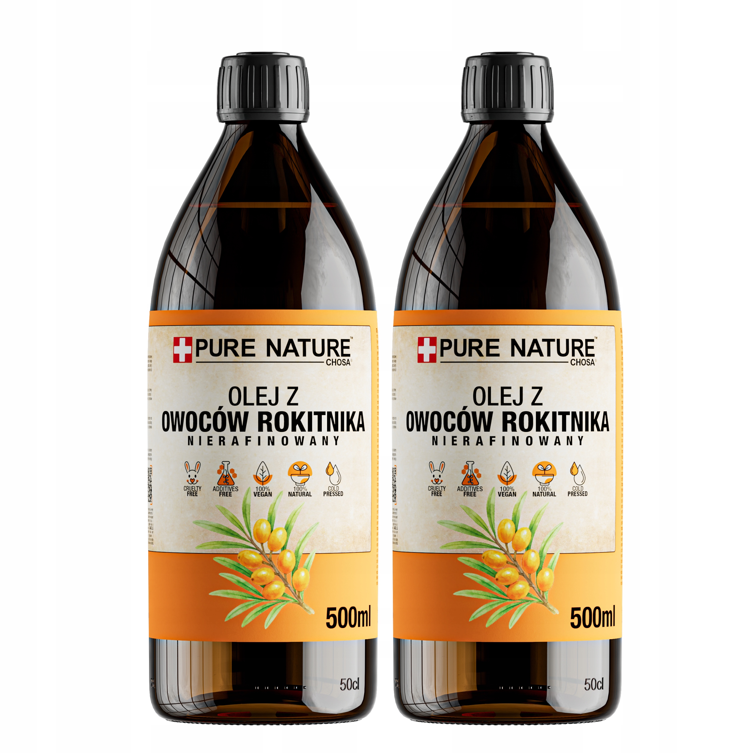 Rakytníkový Olej Lisovaný Za Studena Nerafinované Vlasy Kůže 2x 0,5L