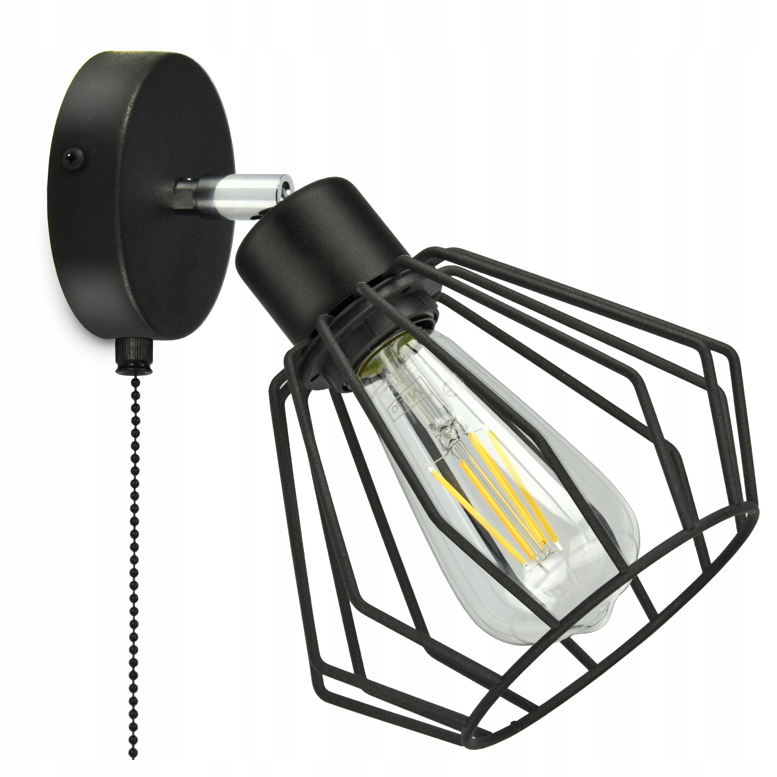 

Lampa Ścienna Kinkiet Druciany Ruchomy Włącznik