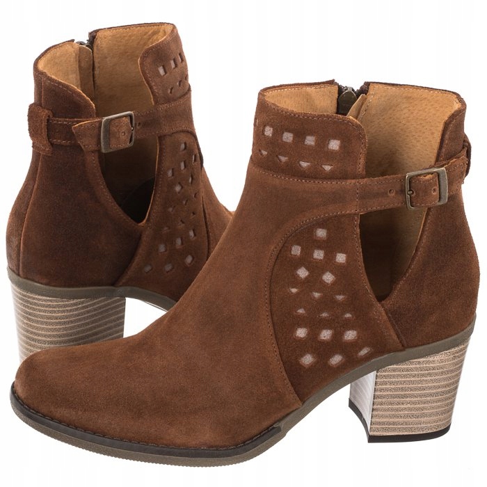 

Buty Damskie Botki Zamszowe Maciejka Brązowe 05224