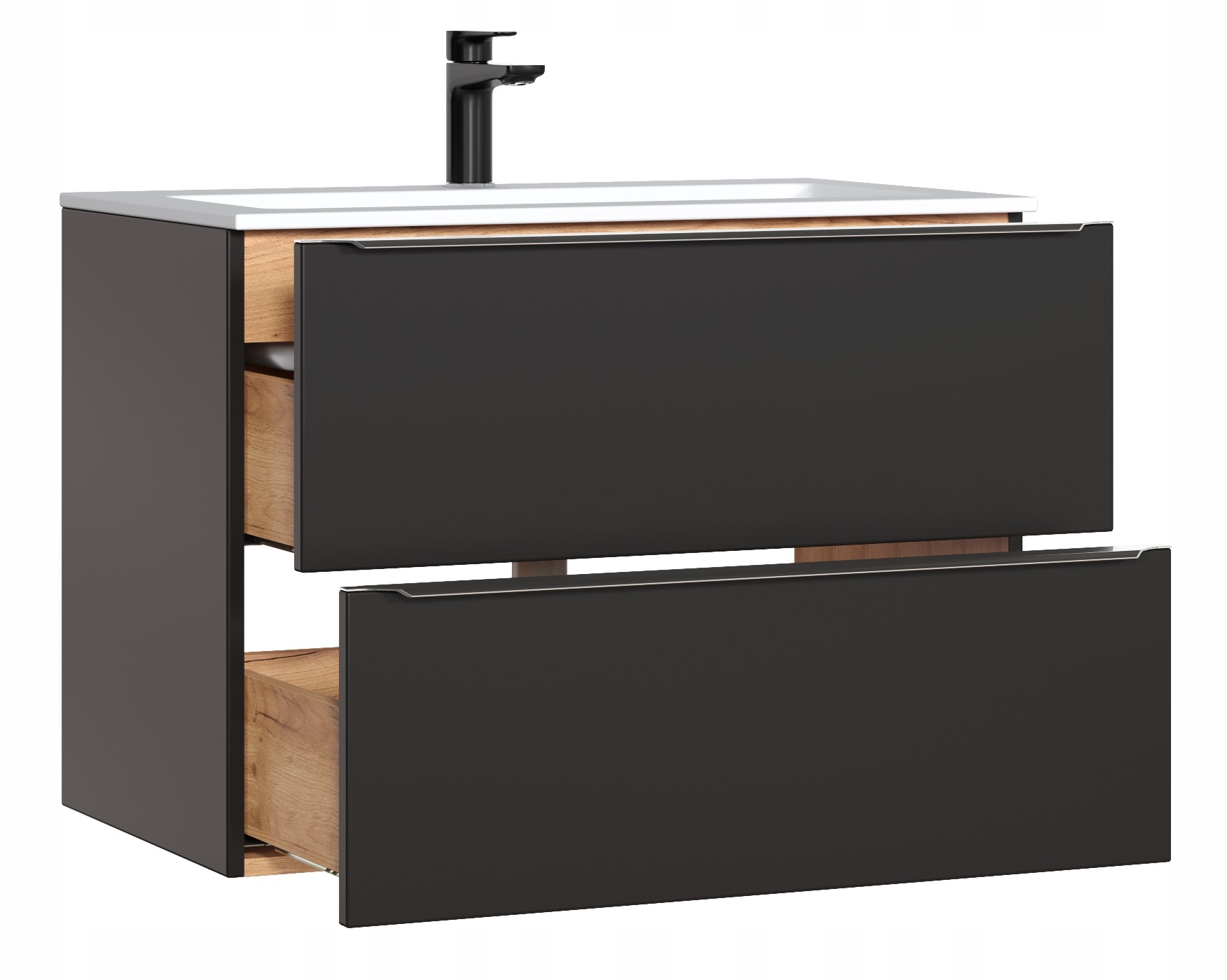 Szafka z umywalką 80 cm CAPRI BLACK 821 UM-8070-80 Drzwi brak