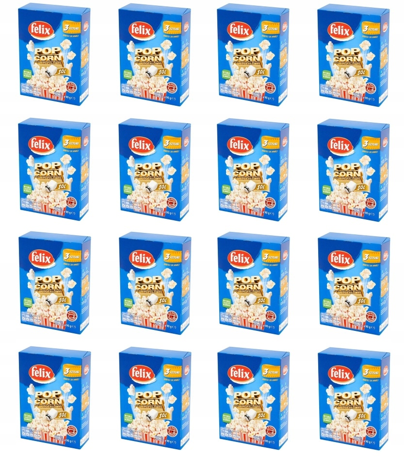 Levně 16 x 270 g Felix Popcorn do mikrovlnné trouby solený (3x90 g) Karton