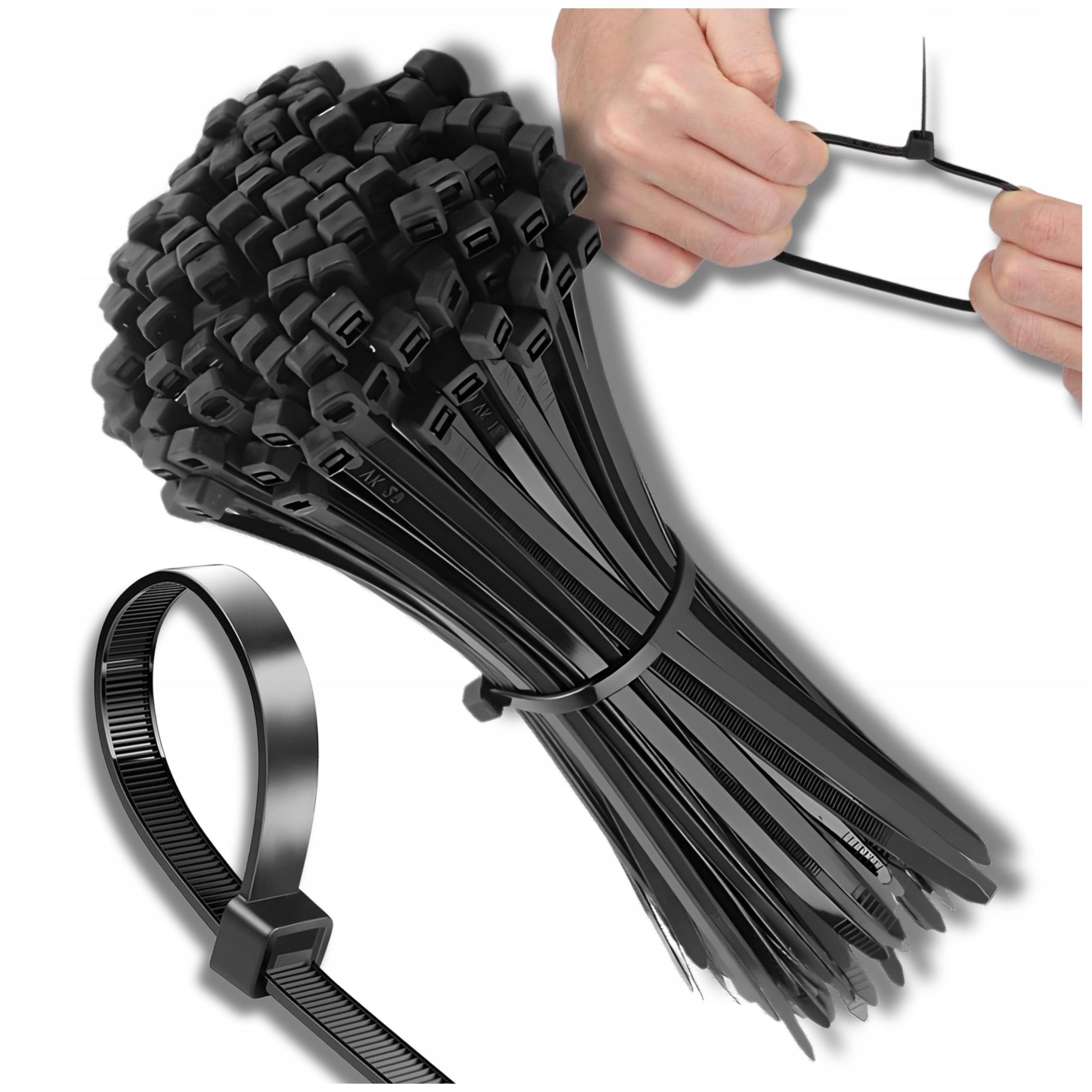 Opaski zaciskowe czarne trytki kablowe 300x4.8mm nylonowe 100 szt trytytki