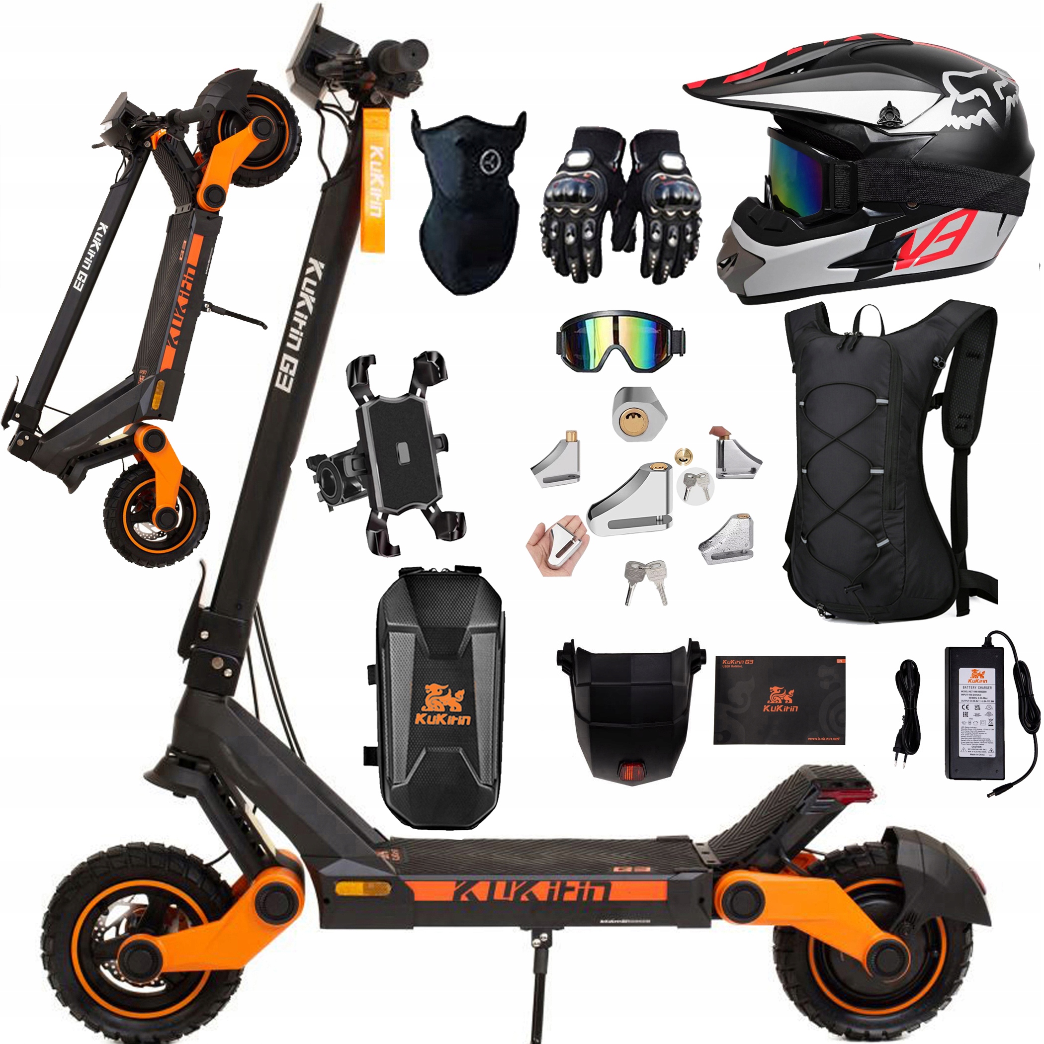 Skládací elektrické vozidlo KuKirin G3 1450W 52V 18,2AH 50km/h 63km 10" Pl