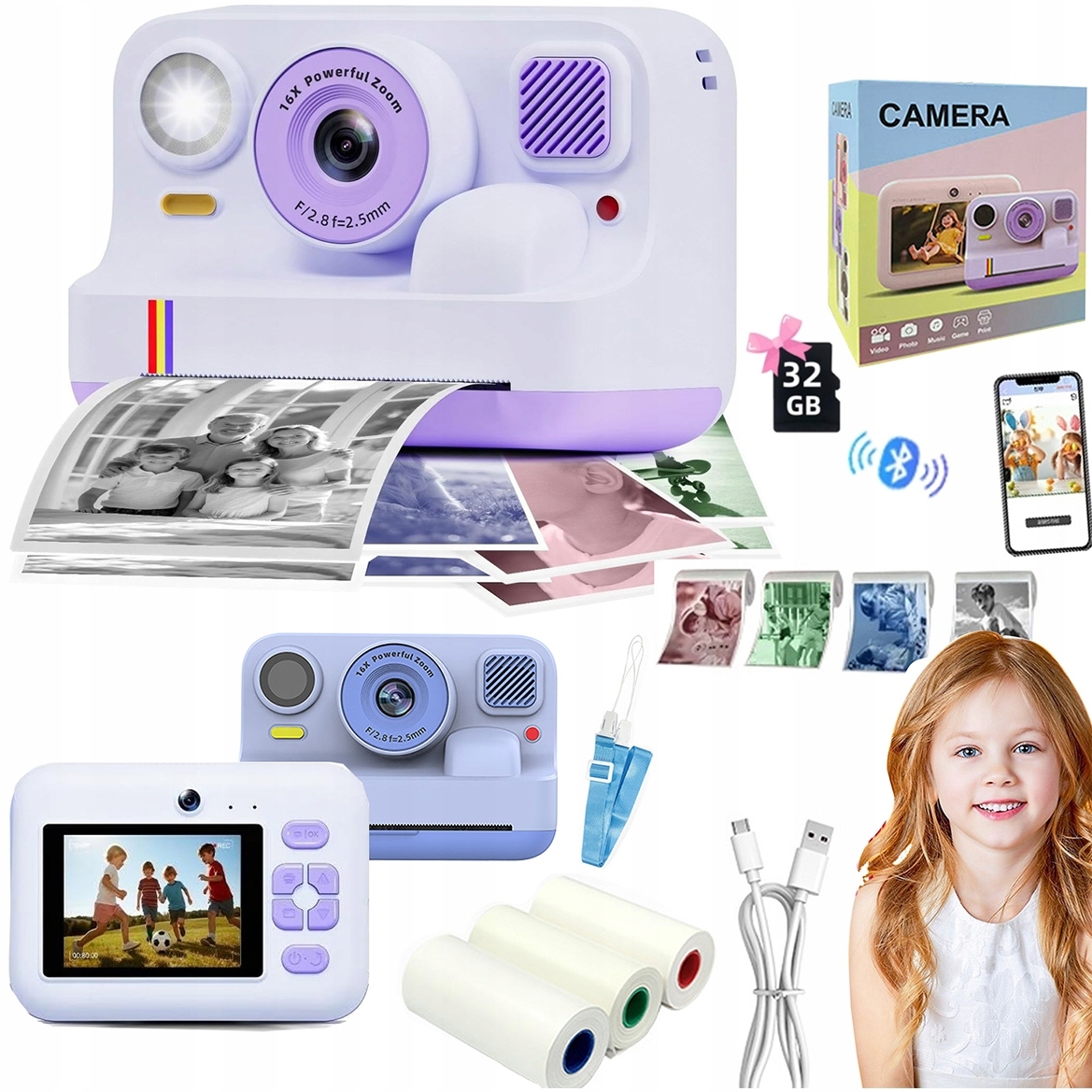 Fotoaparát pro děti digitální Instantní s tiskárnou Náplně