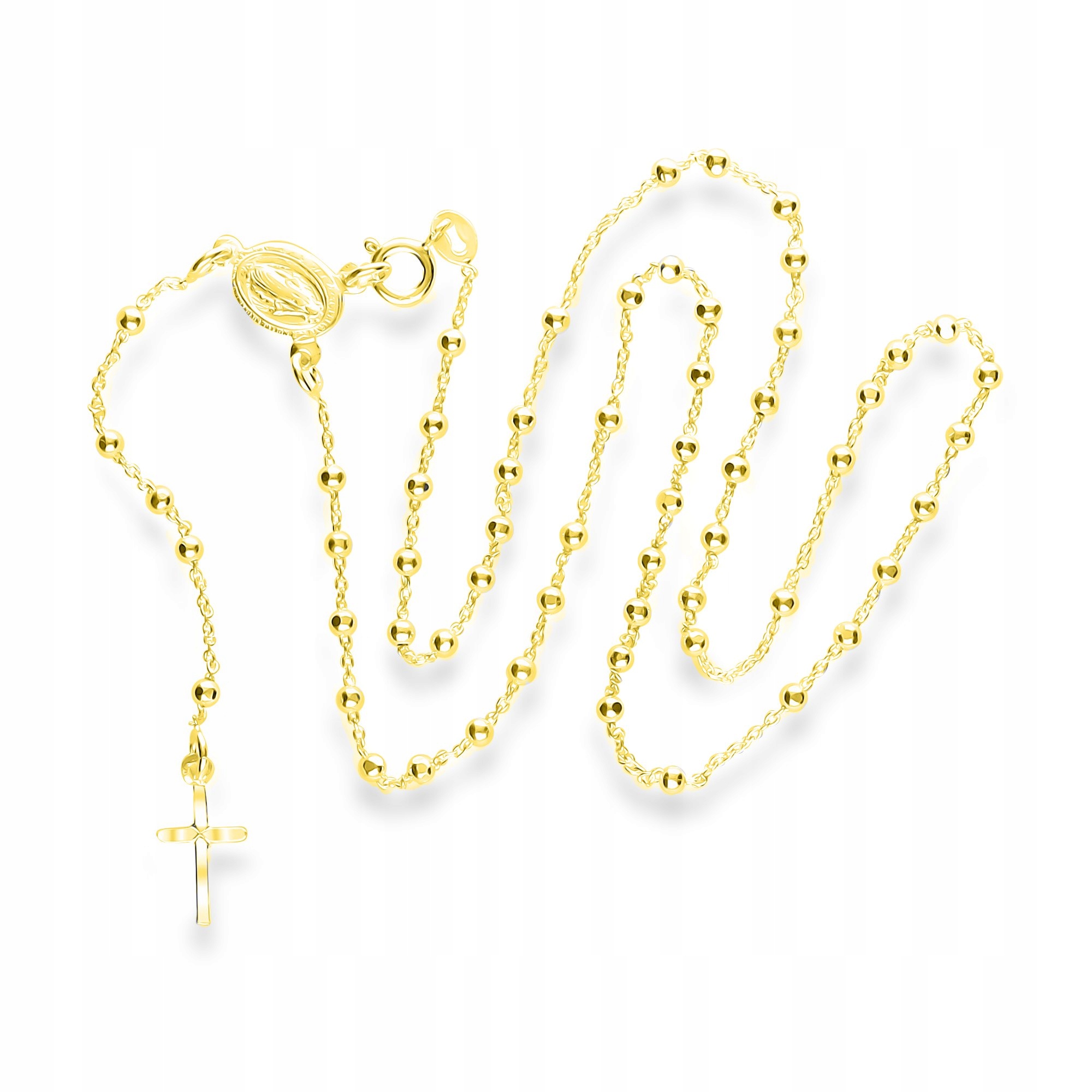 Náhrdelník Zlatý růženec s křížkem a medailonkem Stříbro Gravírování na přijímání