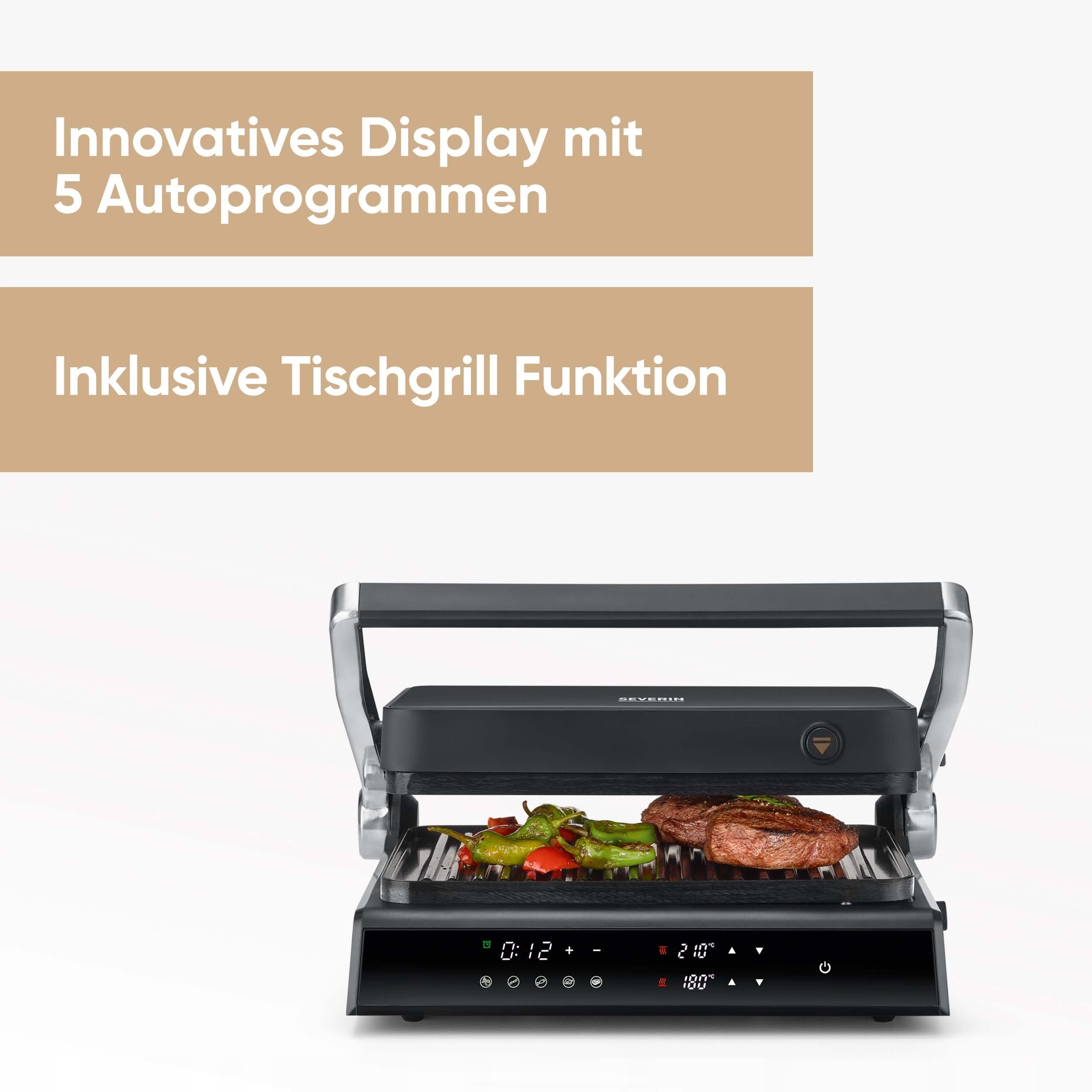 SEVERIN SEVINI Grill Elektryczny Do Mięsa Ryb Warzyw 1800W Czarny — miniatura 6