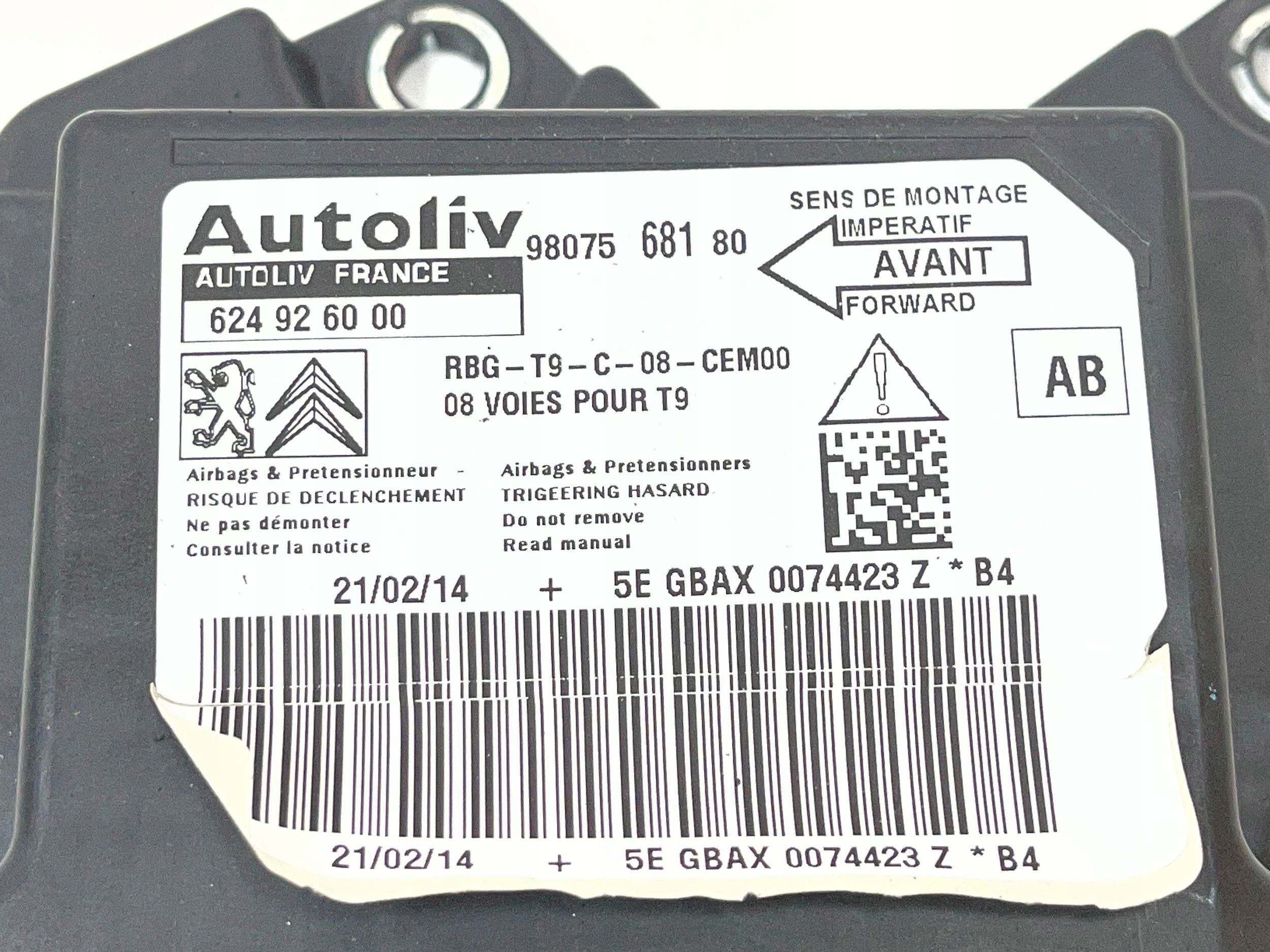 control unit airbag SENSOR PEUGEOT 308 T9 13- 9807568180
