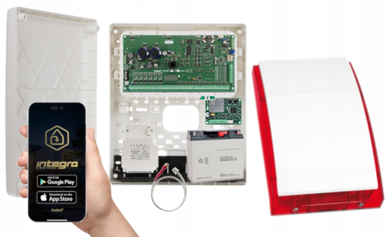 Zestaw Alarmowy Satel Integra 128 Plus Aku Syrena Moduł Gsm Lte Aplikacja