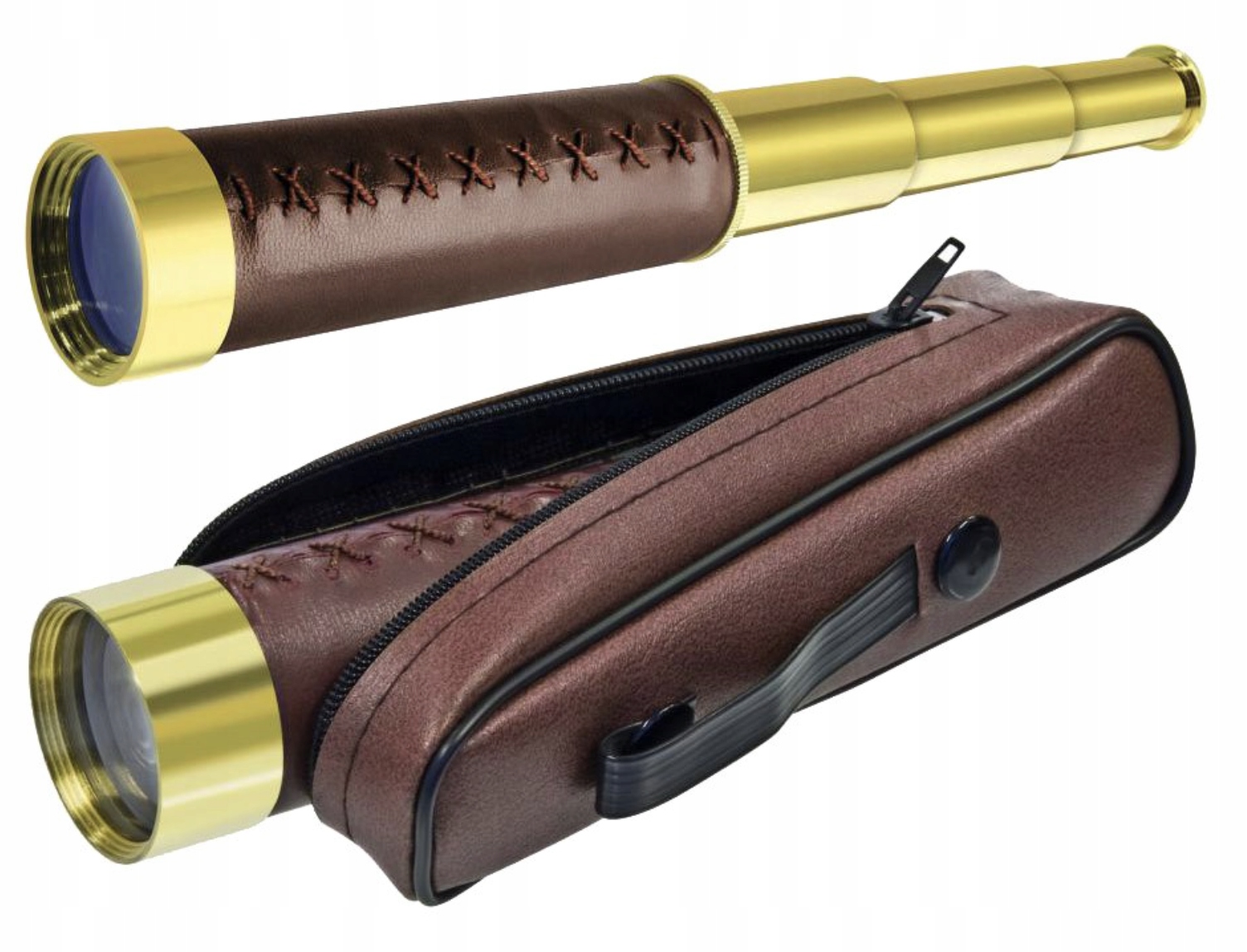 LUNETA PIRACKA ROZKŁADANA RUMPOL 12X30 MOSIĄDZ RETRO 701148