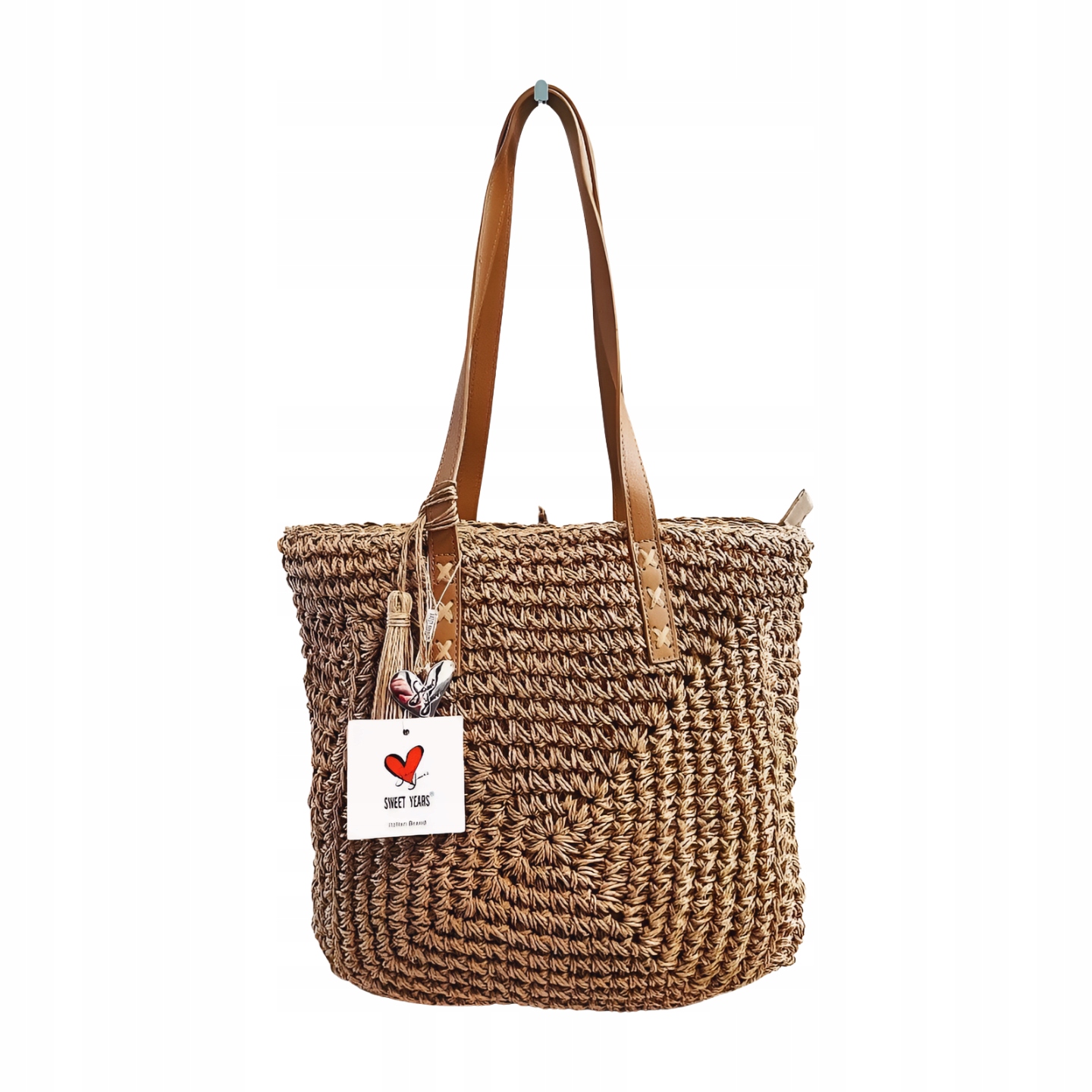 Kabelka shopperka košík přes rameno tmavě béžová