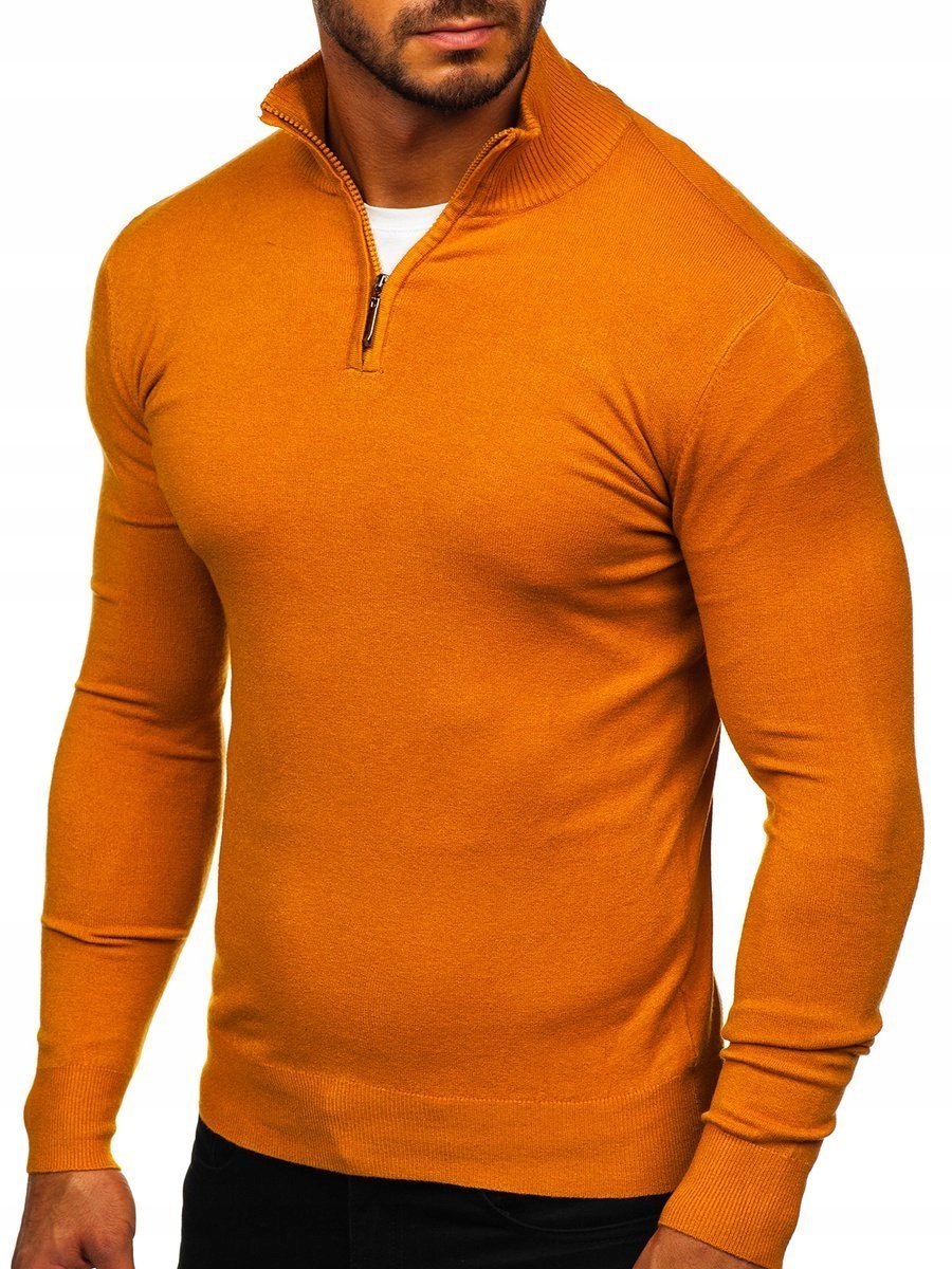 

Sweter Męski Ze Stójką Camelowy YY08 Denley_l