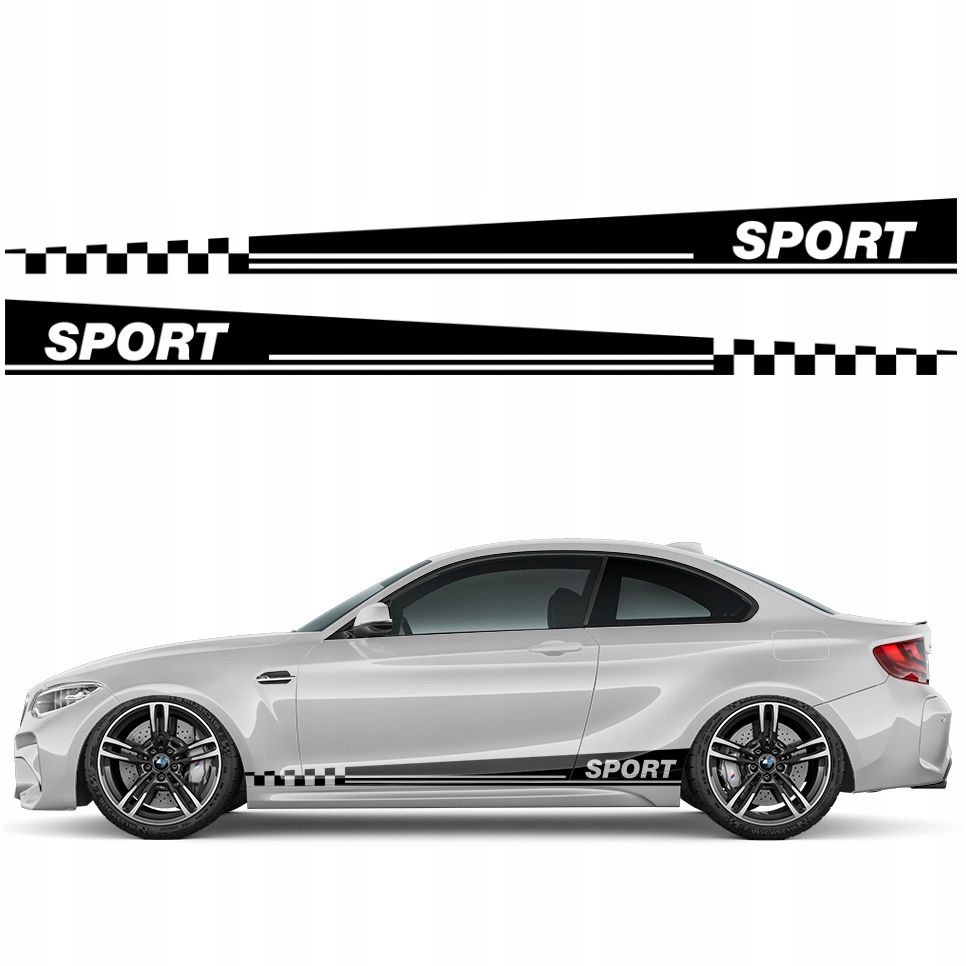 2x Naklejka Grafika na bok samochodu auto Paski Pasy Sportowe Sport 15x188