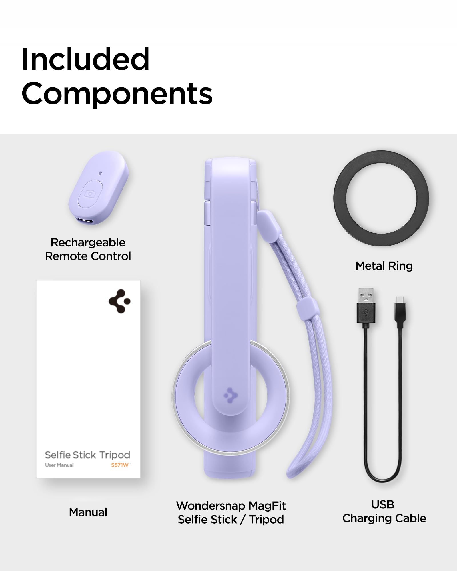 Spigen Magsafe statyw do selfie Wondersnap SPIGEN MAGFIT Lawenda — miniatura 8