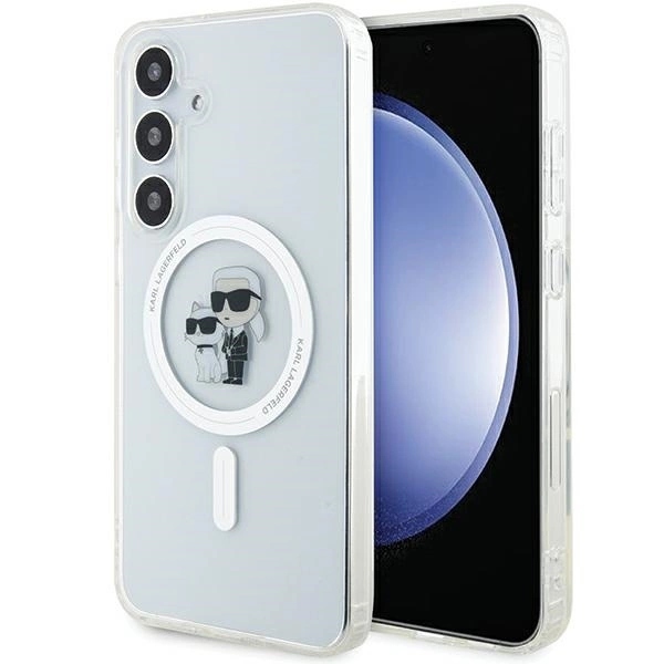 Pouzdro Karl Lagerfeld IML Karl&Choupette MagSafe pro Samsung Galaxy S24 průsvitné