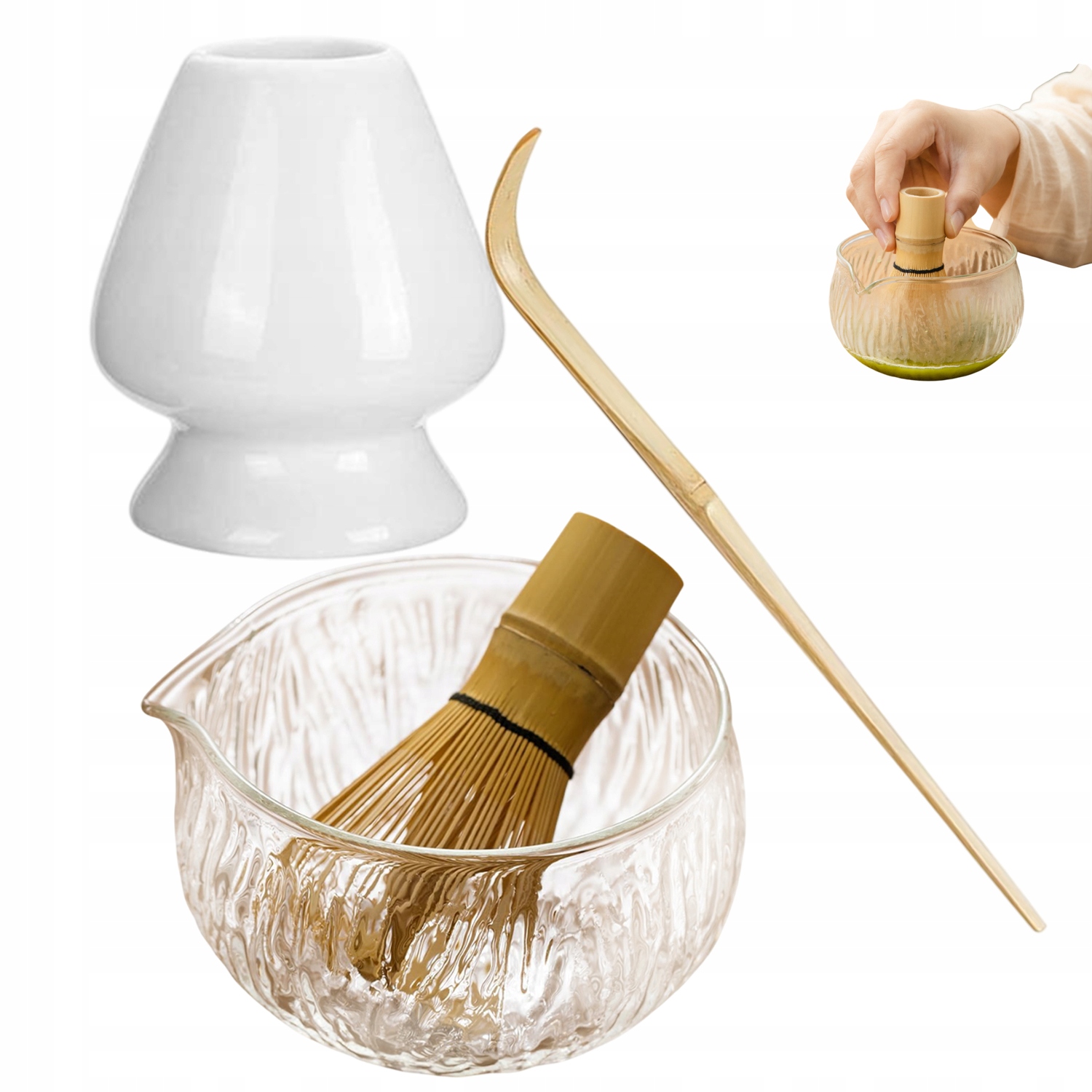 Levně Dárková Sada Pro Začátečníky Na Přípravu Čaje Matcha: Metlička Chasen, Lžička Chashaku, Miska Matchawan